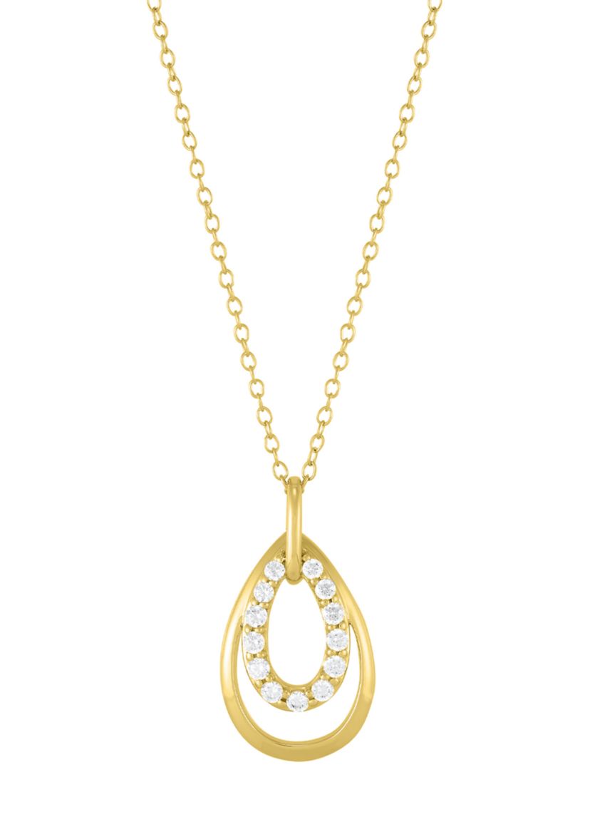 1/4 ct. t.w. Lab Grown Diamond Pendant with 18" Cable Chain Gold Over Silver