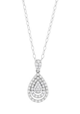 Belk & Co 1/3 ct. t.w. Diamond Pear Shape Pendant with 18" Cable Chain in Sterling Silver, 18 in