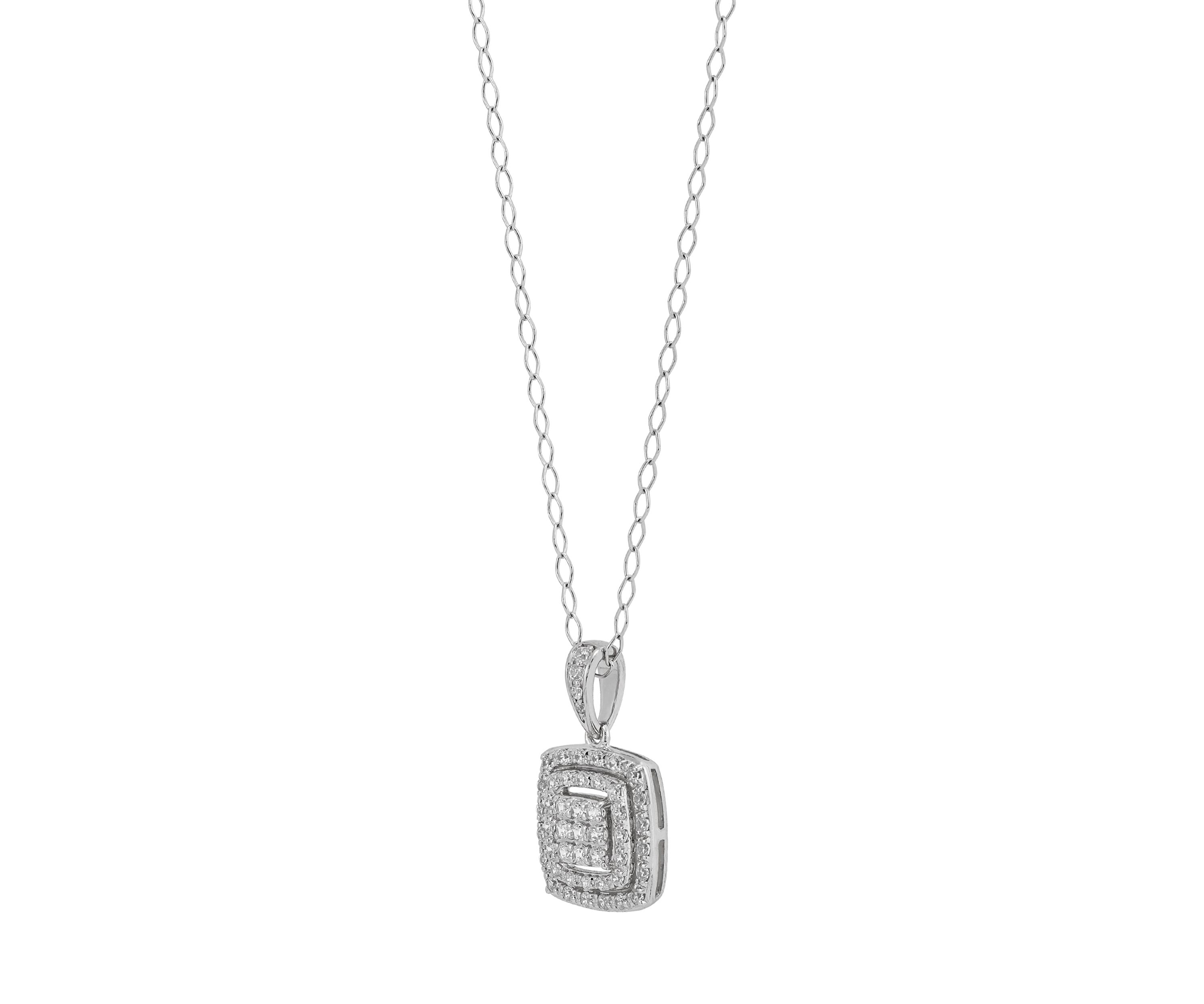 1/3 ct. t.w. Diamond Cushion Shape Pendant with 18" Cable Chain in Sterling Silver