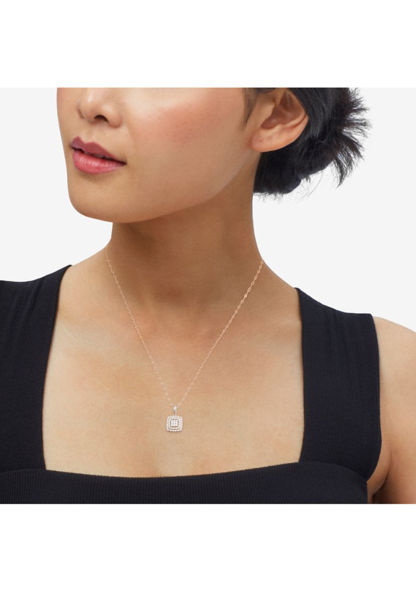 1/3 ct. t.w. Diamond Cushion Shape Pendant with 18" Cable Chain in Sterling Silver