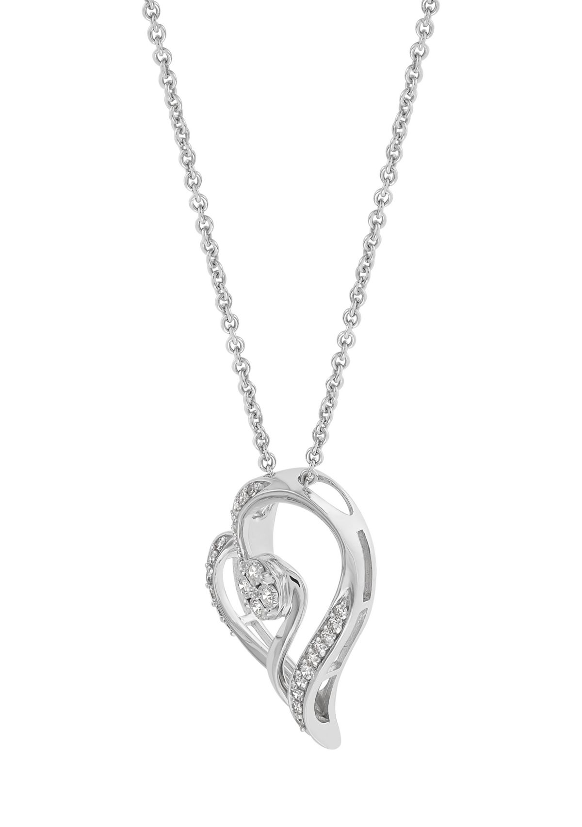 1/4 ct. t.w. Lab Grown Diamond Heart Pendant with 18" Cable Chain in Sterling Silver