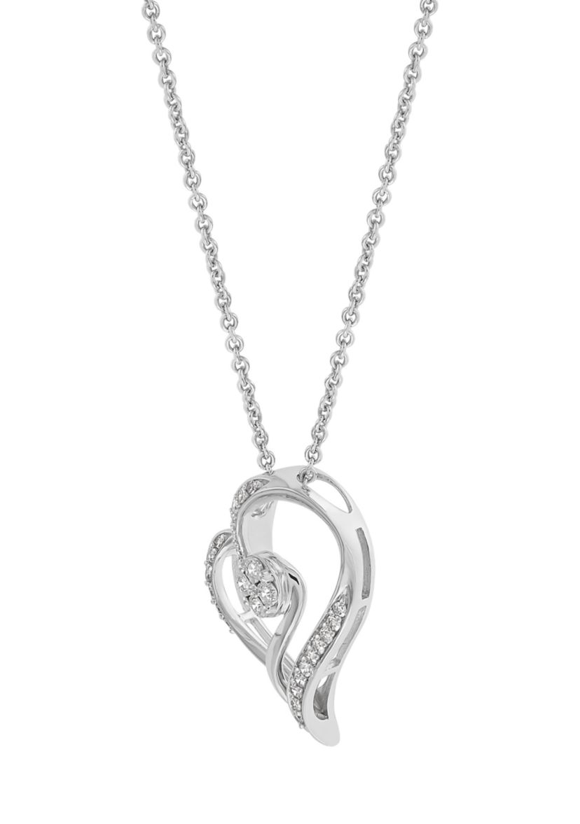 1/4 ct. t.w. Lab Grown Diamond Heart Pendant with 18" Cable Chain in Sterling Silver
