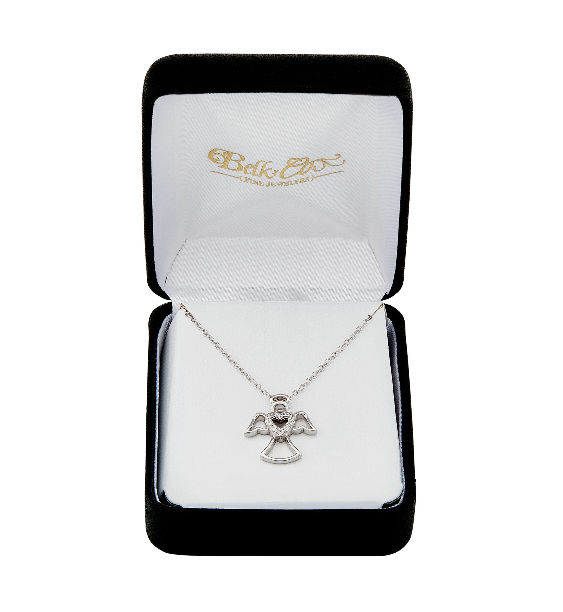 1/10 ct. t.w. Lab Grown Diamond Angel Pendant with 18" Cable Chain in Sterling Silver