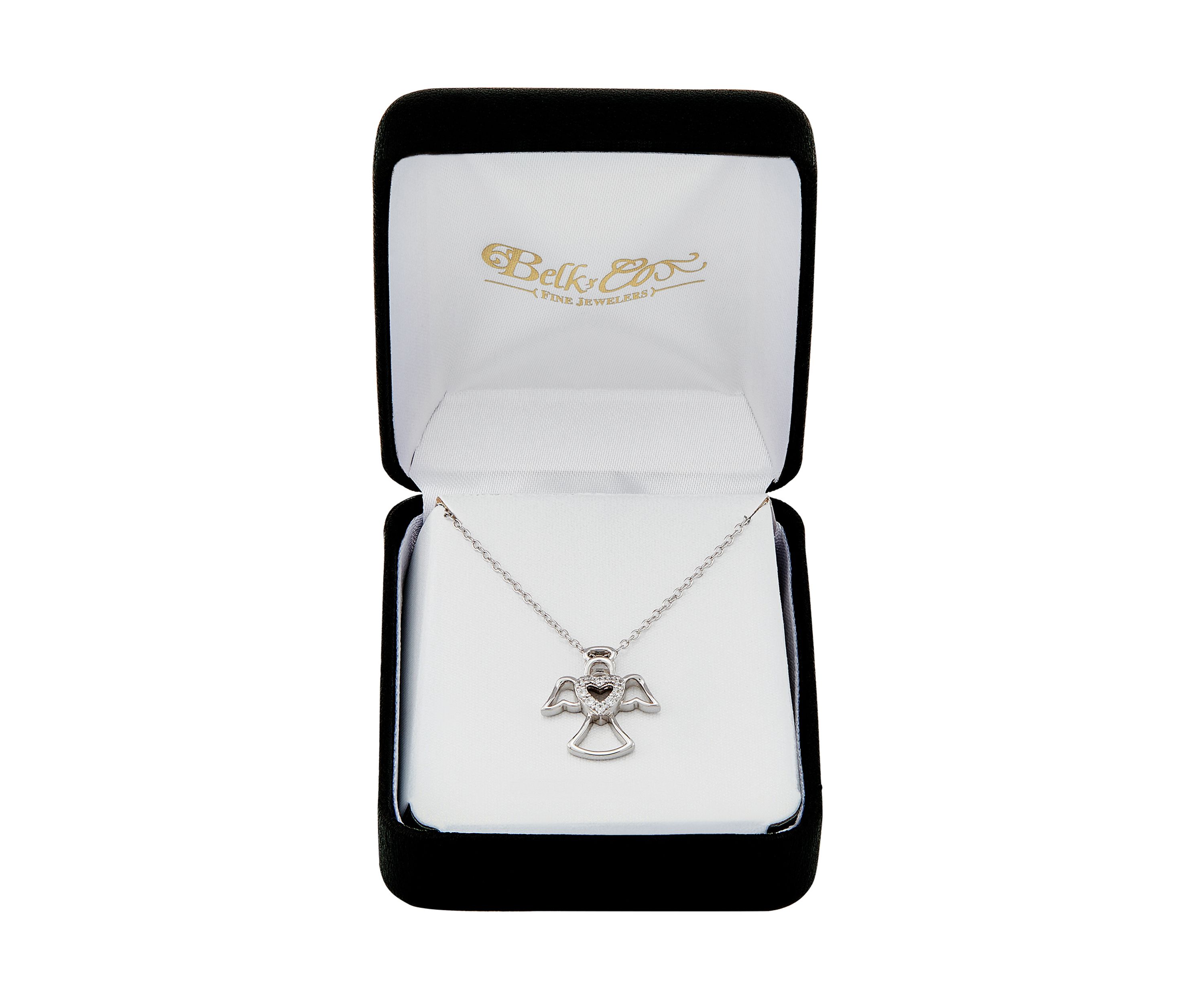 1/10 ct. t.w. Lab Grown Diamond Angel Pendant with 18" Cable Chain in Sterling Silver