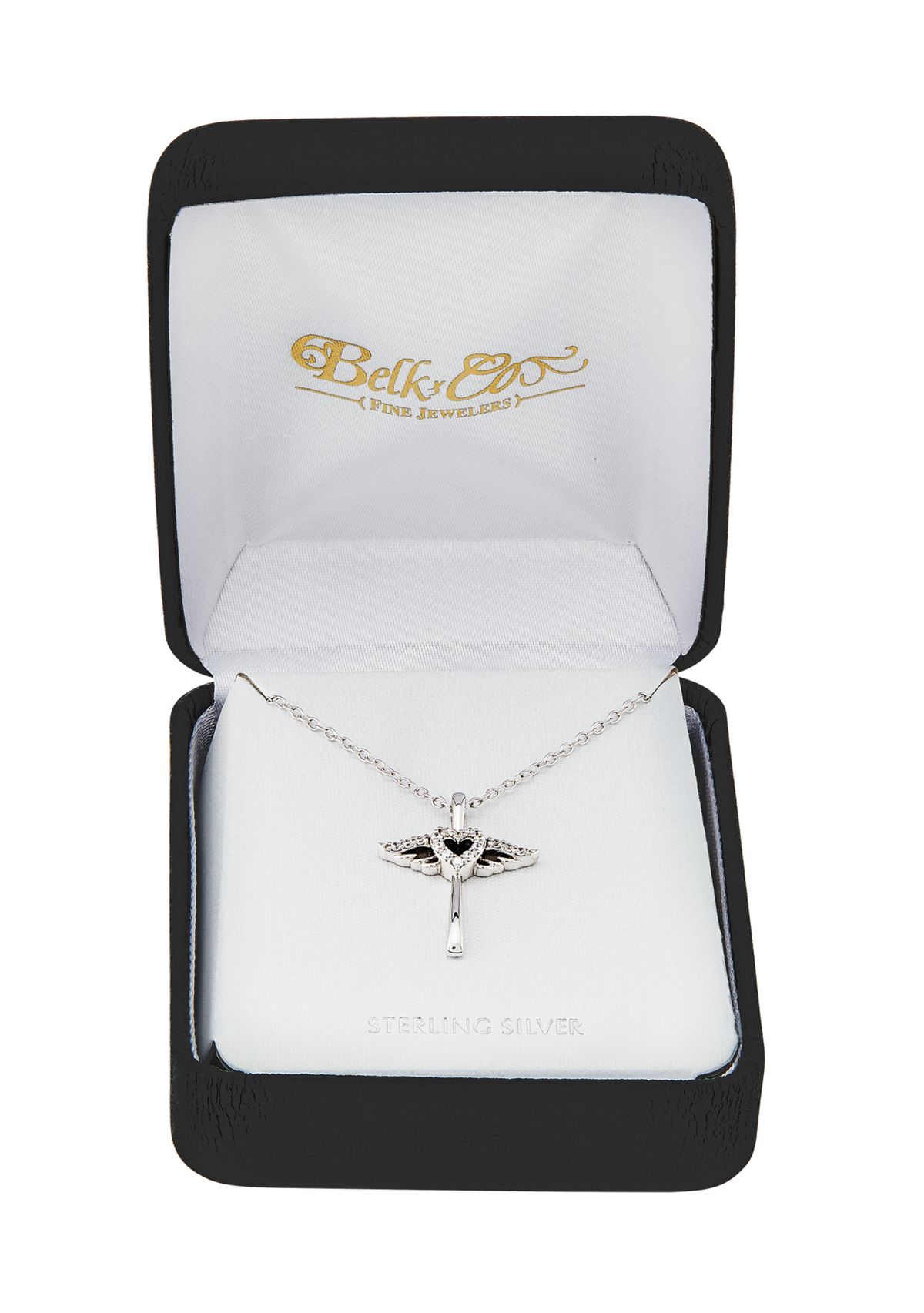 1/10 ct. t.w. Lab Grown Diamond Cross Pendant with 18" Cable Chain in Sterling Silver