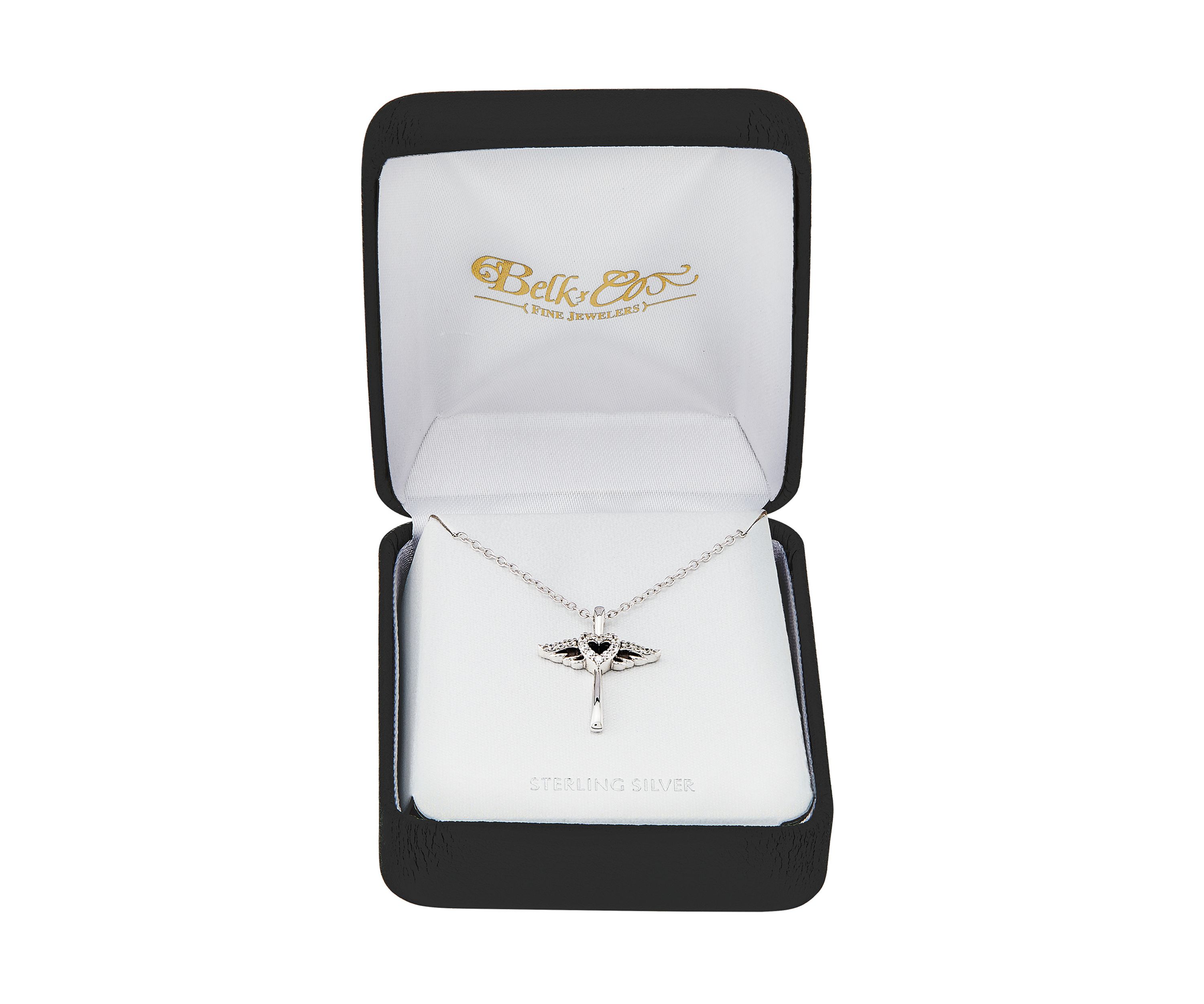 1/10 ct. t.w. Lab Grown Diamond Cross Pendant with 18" Cable Chain in Sterling Silver