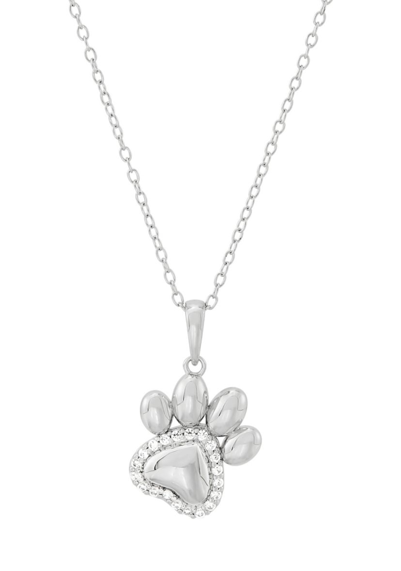 1/8 ct. t.w. Lab Grown Diamond Dog Foot Pendant Necklace with 18" Cable Chain in Sterling Silver