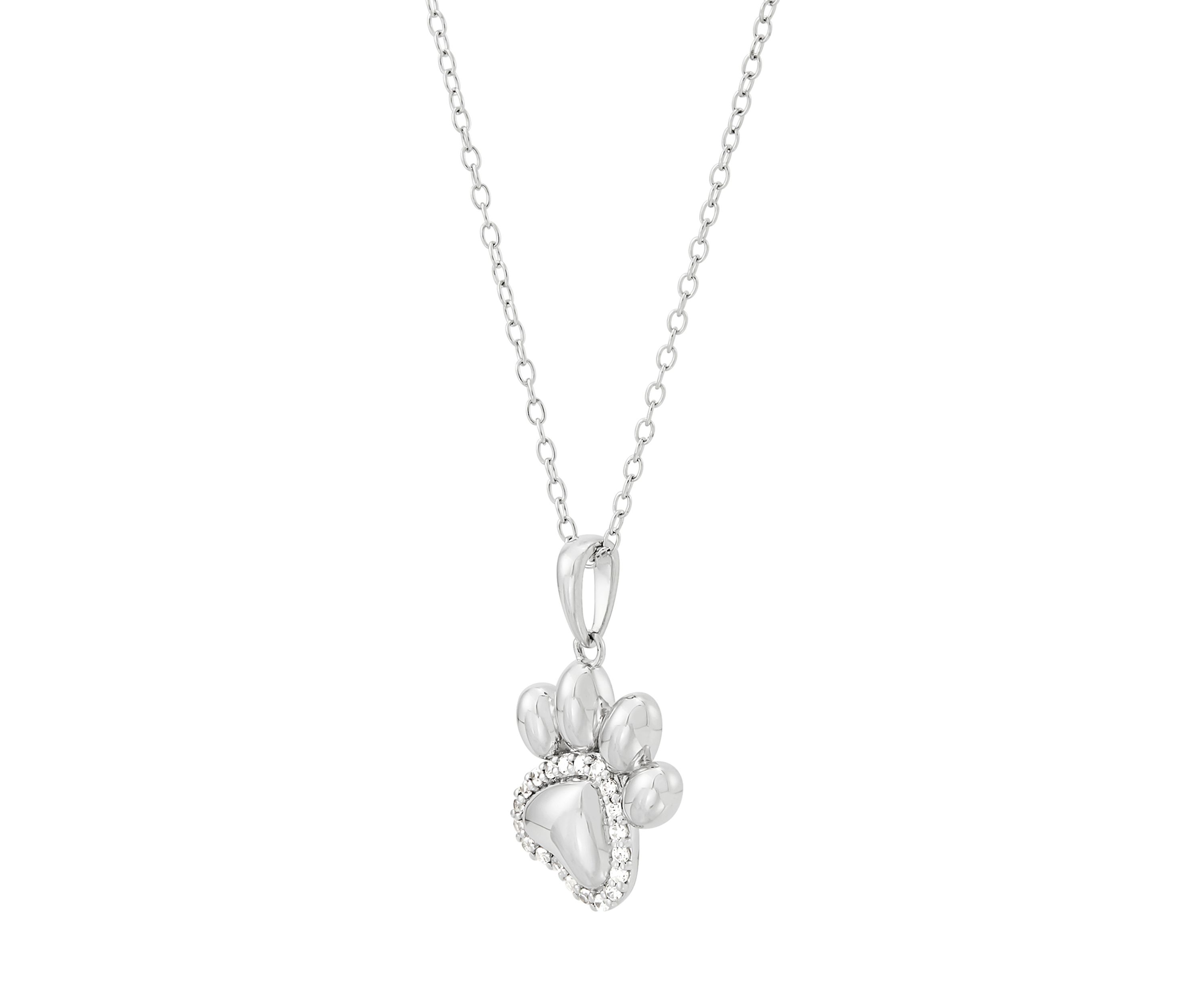 1/8 ct. t.w. Lab Grown Diamond Dog Foot Pendant Necklace with 18" Cable Chain in Sterling Silver