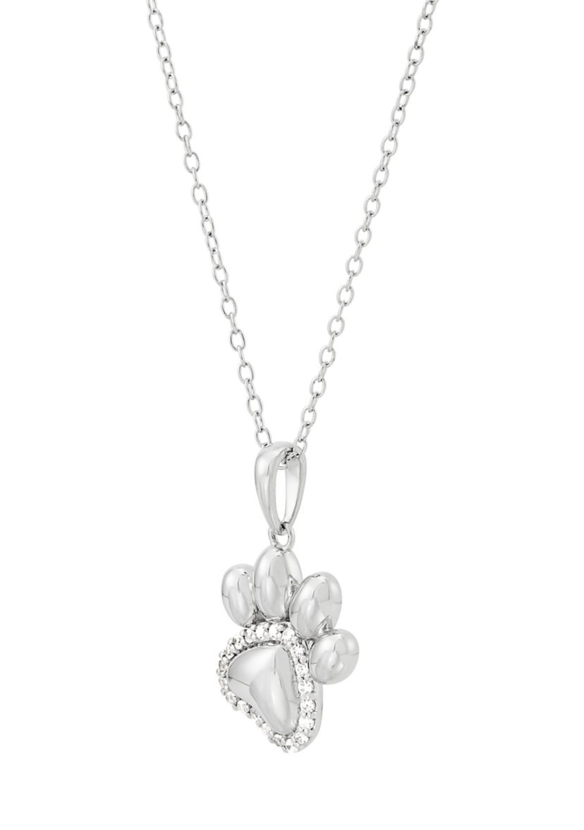 1/8 ct. t.w. Lab Grown Diamond Dog Foot Pendant Necklace with 18" Cable Chain in Sterling Silver