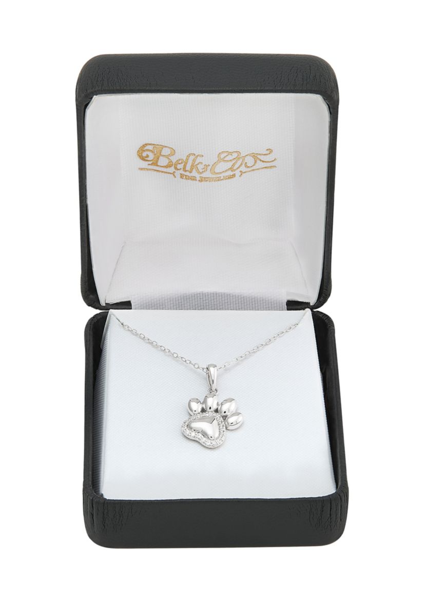 1/8 ct. t.w. Lab Grown Diamond Dog Foot Pendant Necklace with 18" Cable Chain in Sterling Silver