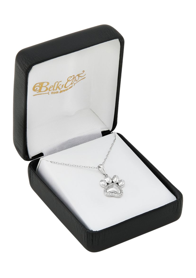 1/8 ct. t.w. Lab Grown Diamond Dog Foot Pendant Necklace with 18" Cable Chain in Sterling Silver
