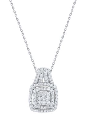 Belk & Co 1/2 ct. t.w. Lab Grown Diamond Pendant with 18" Cable Chain in Sterling Silver, 18 in