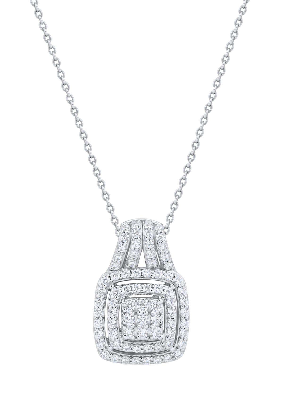  1/2 ct. t.w. Lab Grown Diamond Pendant with 18" Cable Chain in Sterling Silver