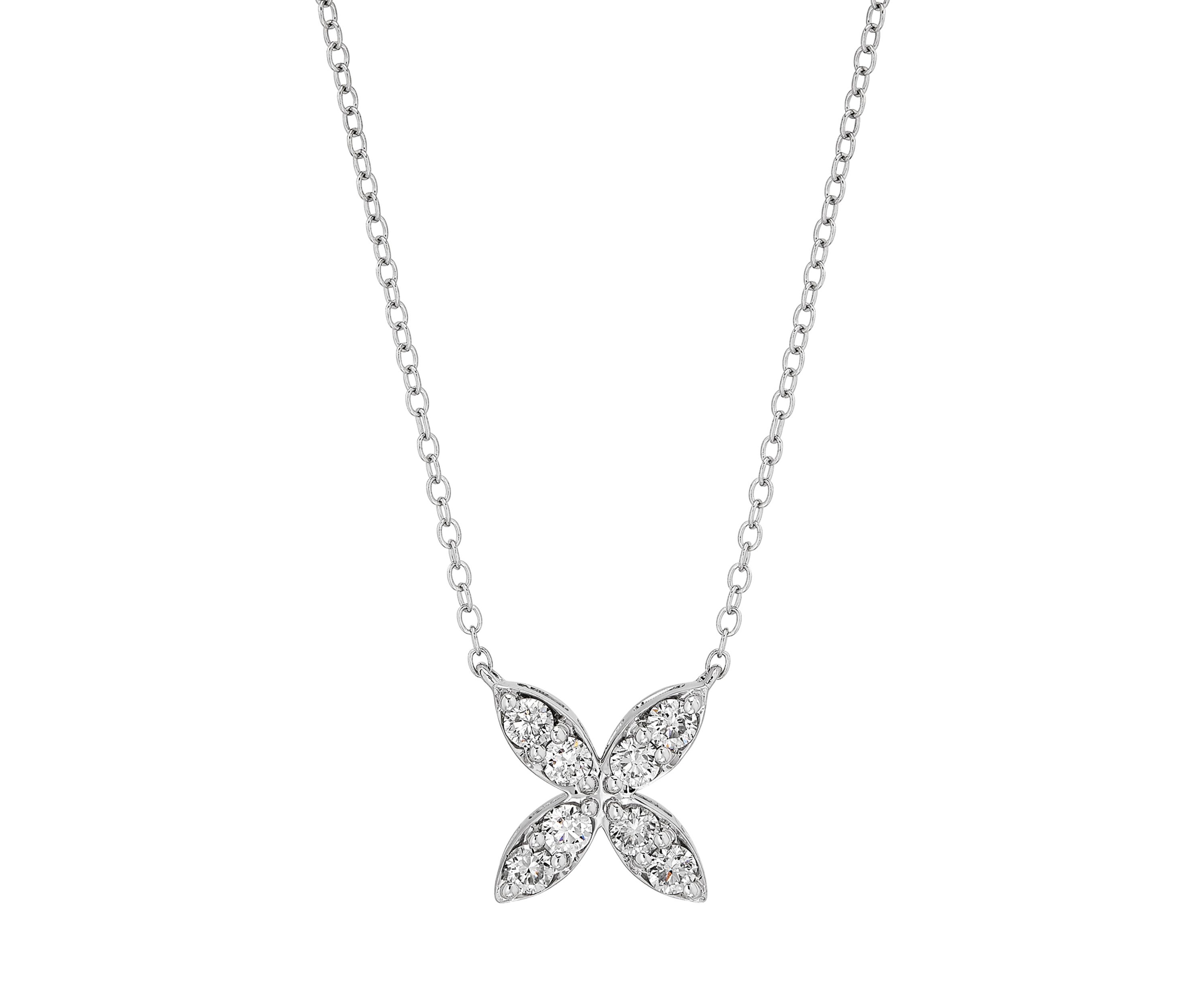 Lab Created 1/2 ct. t.w. Lab Diamond Flower Necklace in Sterling Silver