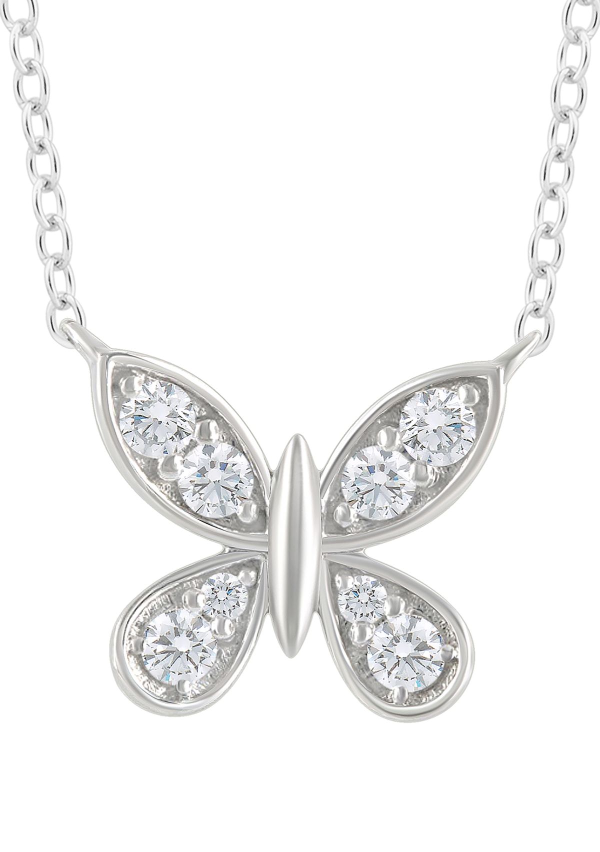 1/3 ct. t.w. Lab Grown Diamond Butterfly Necklace in Sterling Silver