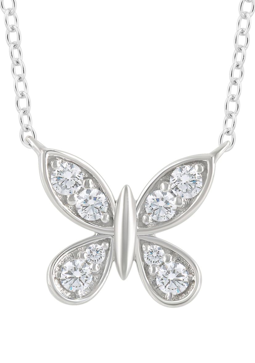 1/3 ct. t.w. Lab Grown Diamond Butterfly Necklace in Sterling Silver