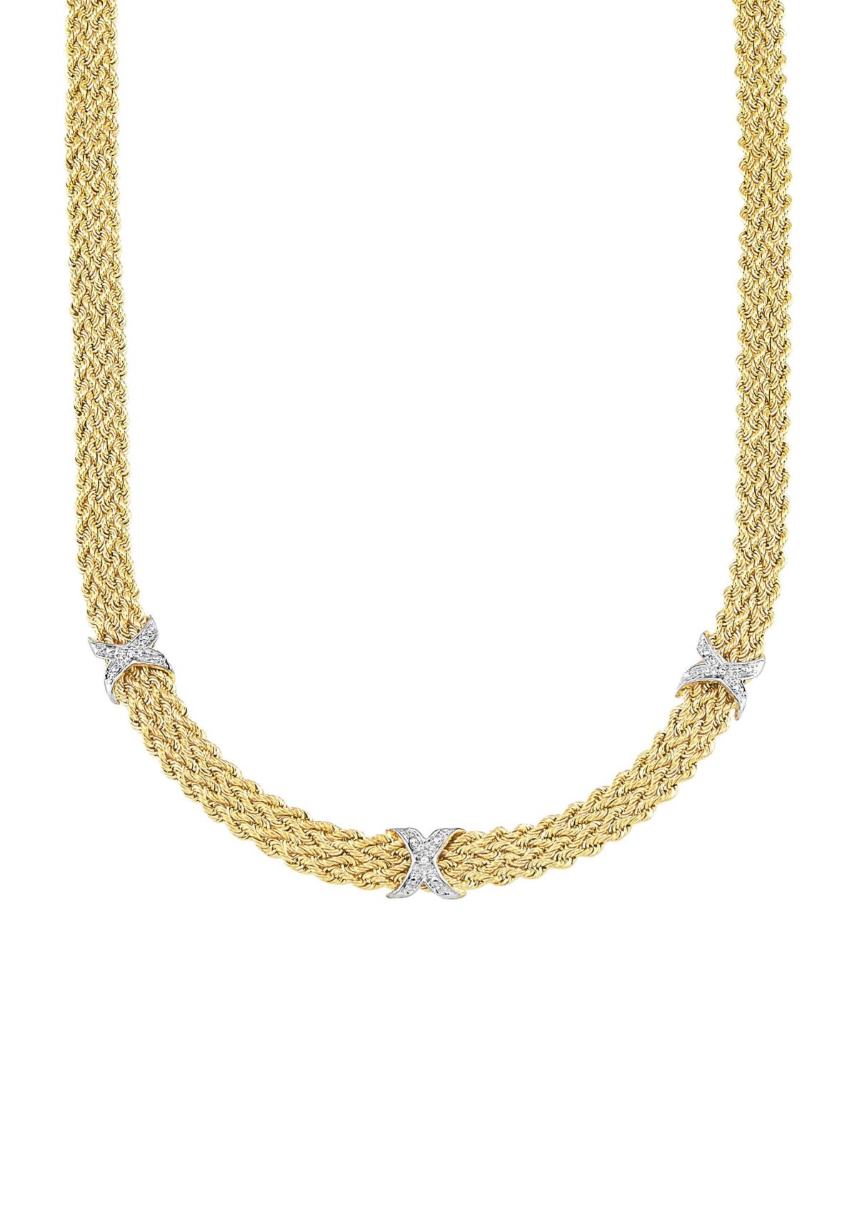 1/5 ct. t.w. Diamond Triple X Necklace in Gold over Sterling Silver