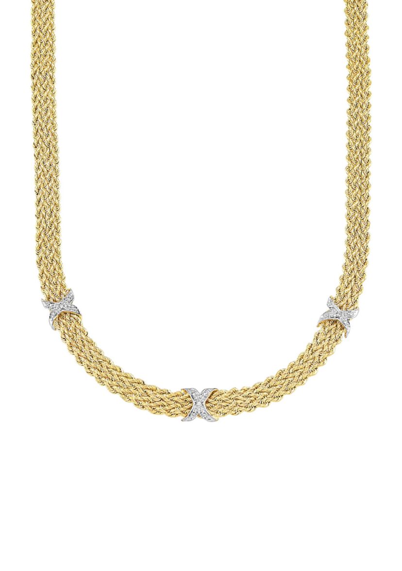 1/5 ct. t.w. Diamond Triple X Necklace in Gold over Sterling Silver