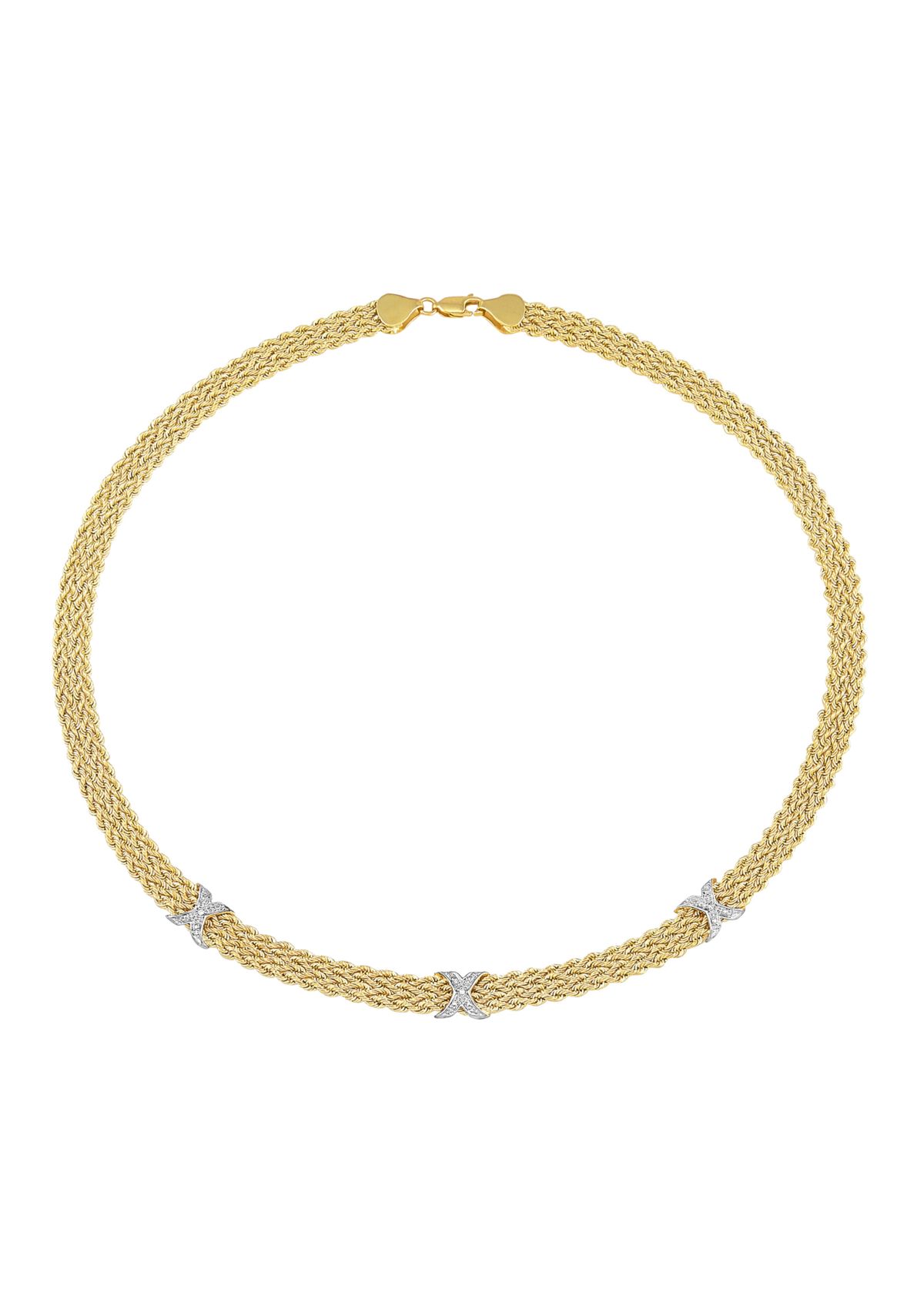 1/5 ct. t.w. Diamond Triple X Necklace in Gold over Sterling Silver