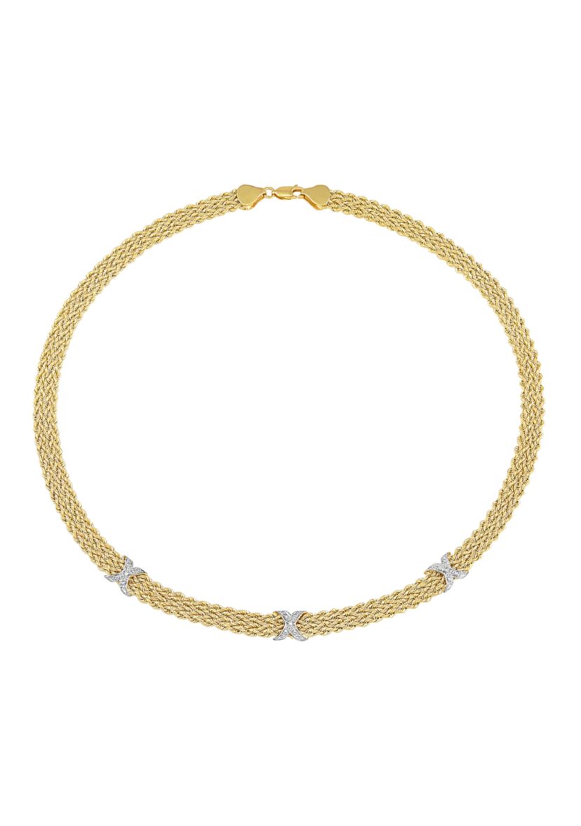 1/5 ct. t.w. Diamond Triple X Necklace in Gold over Sterling Silver