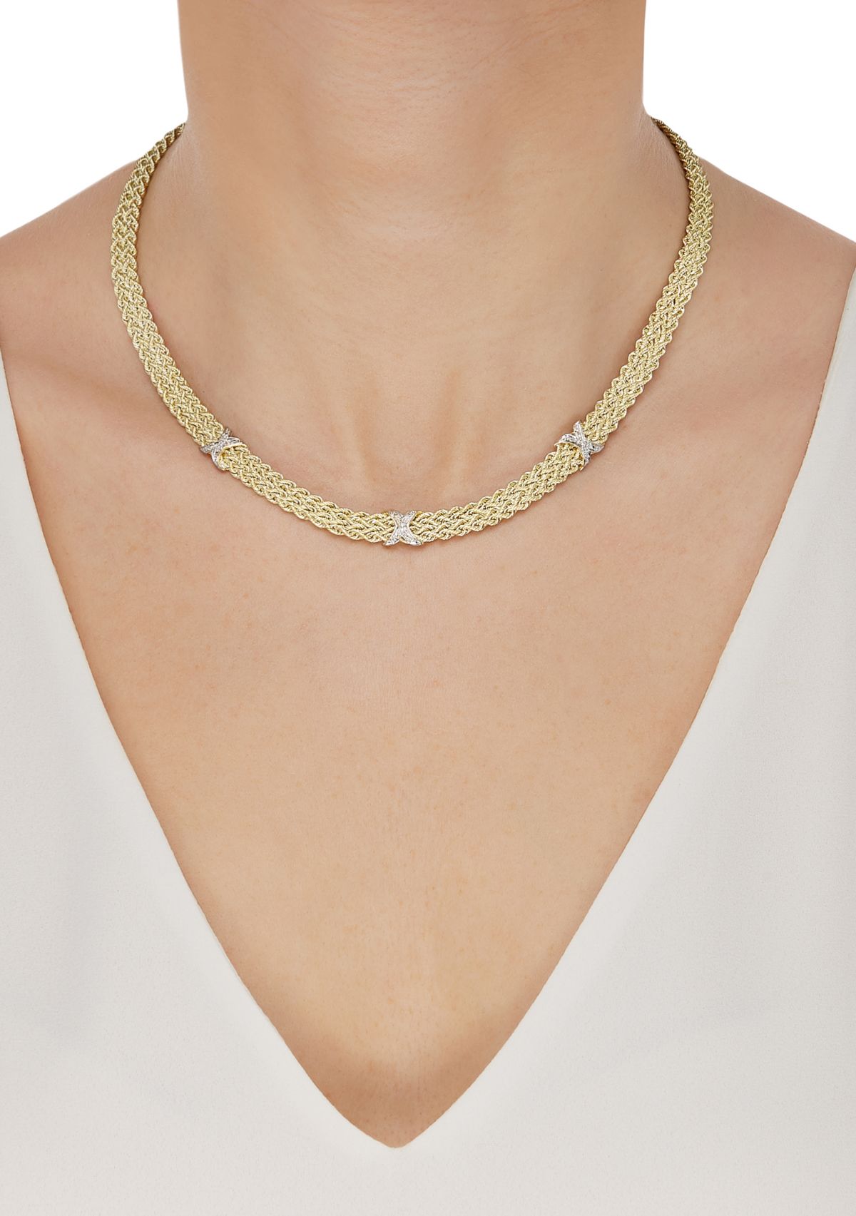 1/5 ct. t.w. Diamond Triple X Necklace in Gold over Sterling Silver