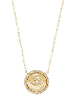 Belk & Co 1/20 ct. t.w. Diamond Evil Eye Necklace in 14K Yellow Gold