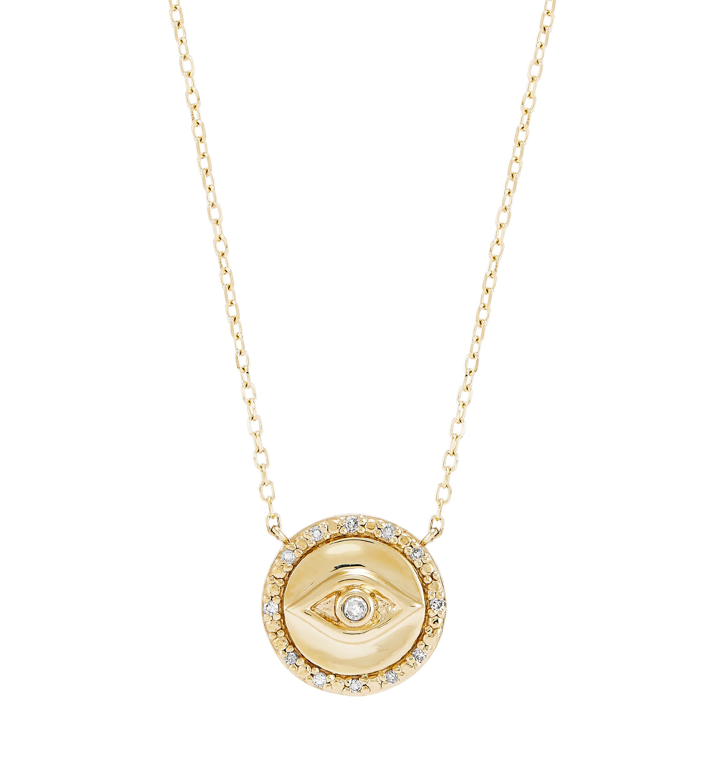 1/20 ct. t.w. Diamond Evil Eye Necklace in 14K Yellow Gold