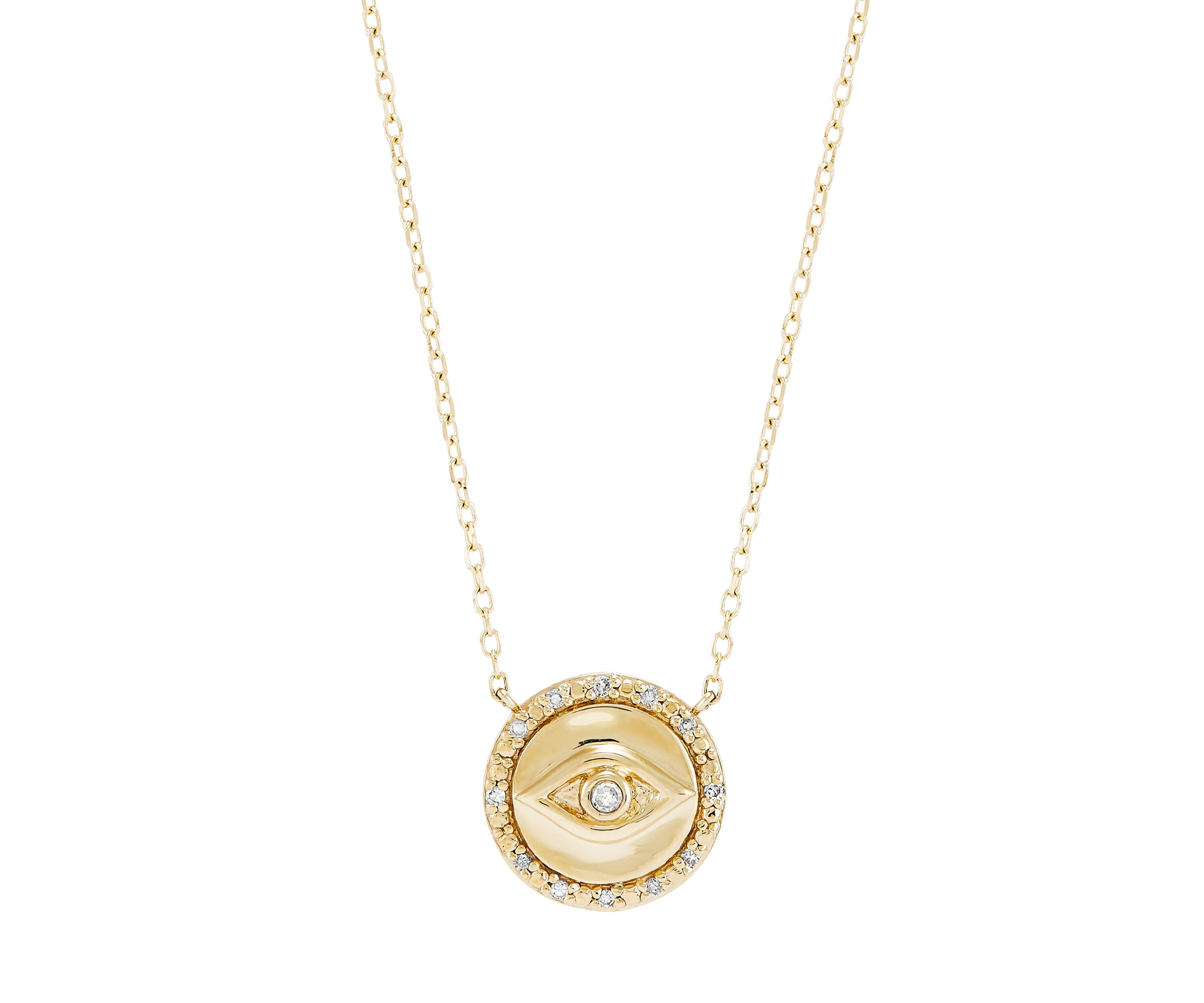 1/20 ct. t.w. Diamond Evil Eye Necklace in 14K Yellow Gold