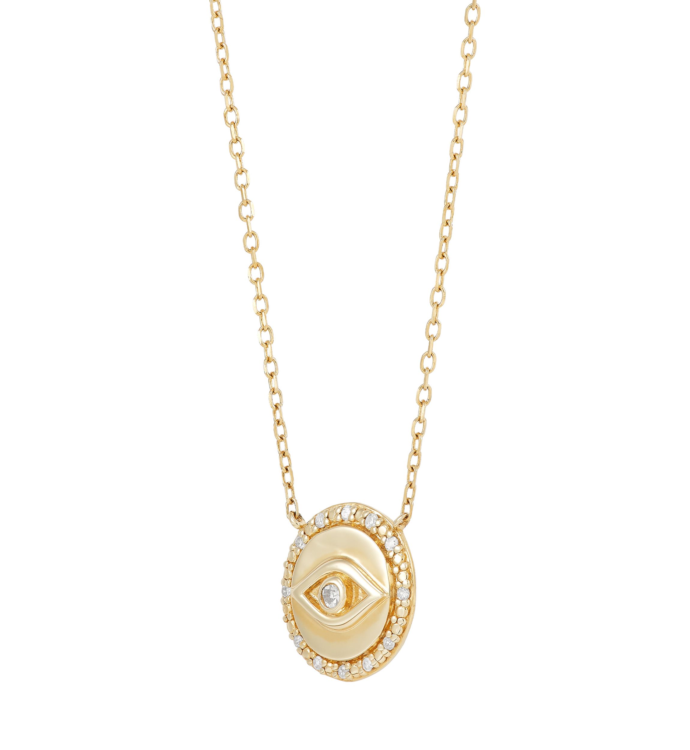 1/20 ct. t.w. Diamond Evil Eye Necklace in 14K Yellow Gold