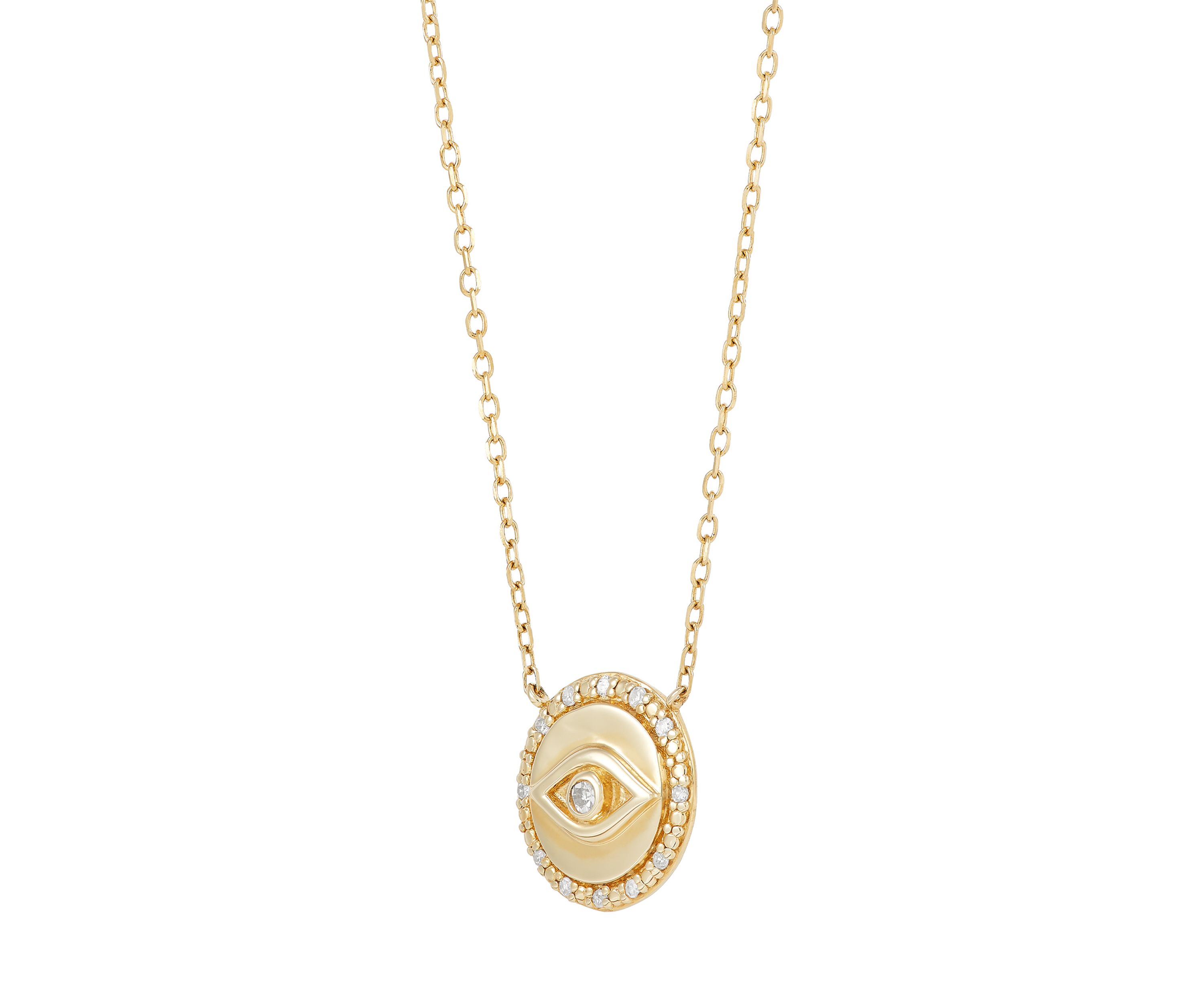1/20 ct. t.w. Diamond Evil Eye Necklace in 14K Yellow Gold