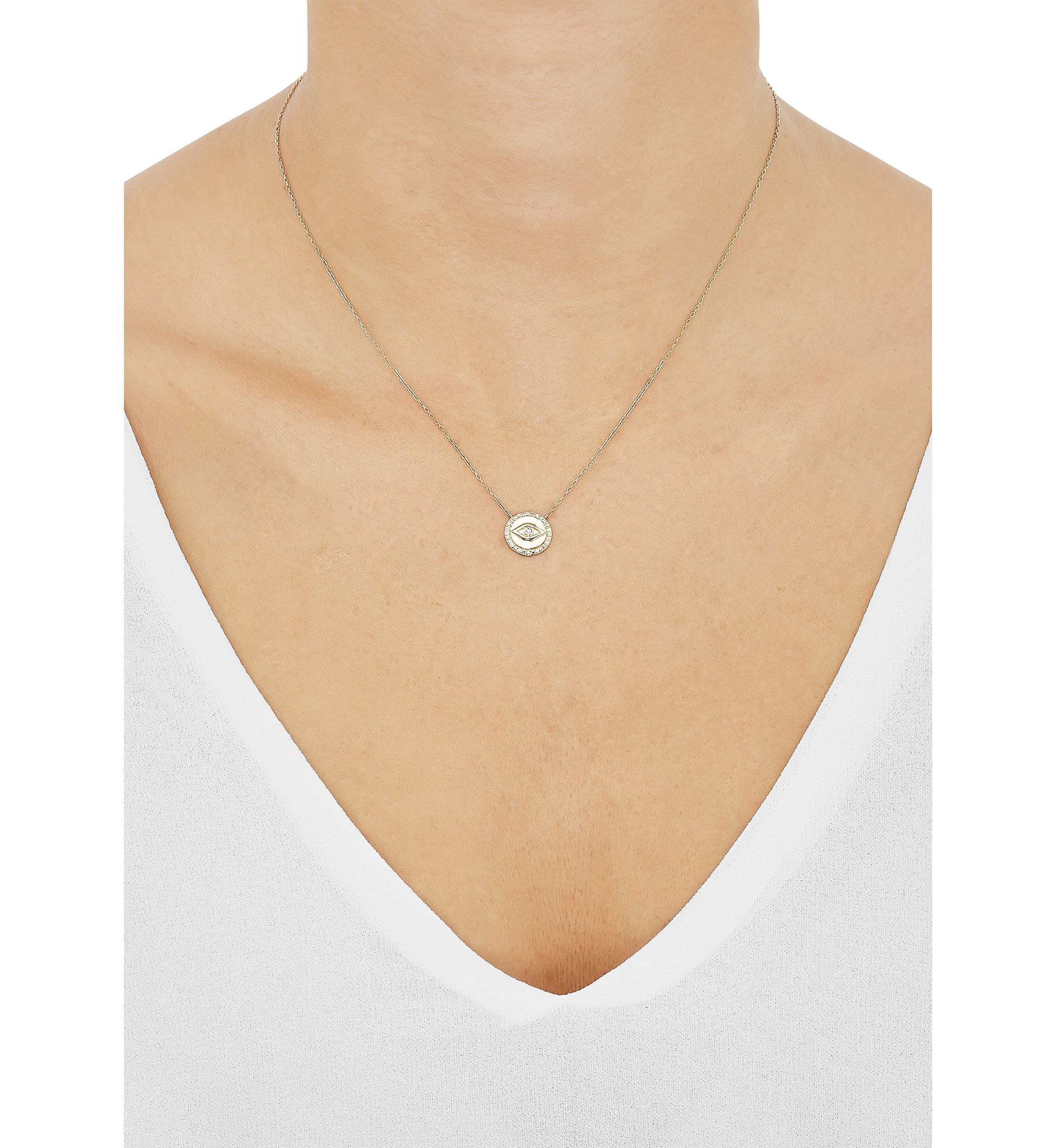 1/20 ct. t.w. Diamond Evil Eye Necklace in 14K Yellow Gold