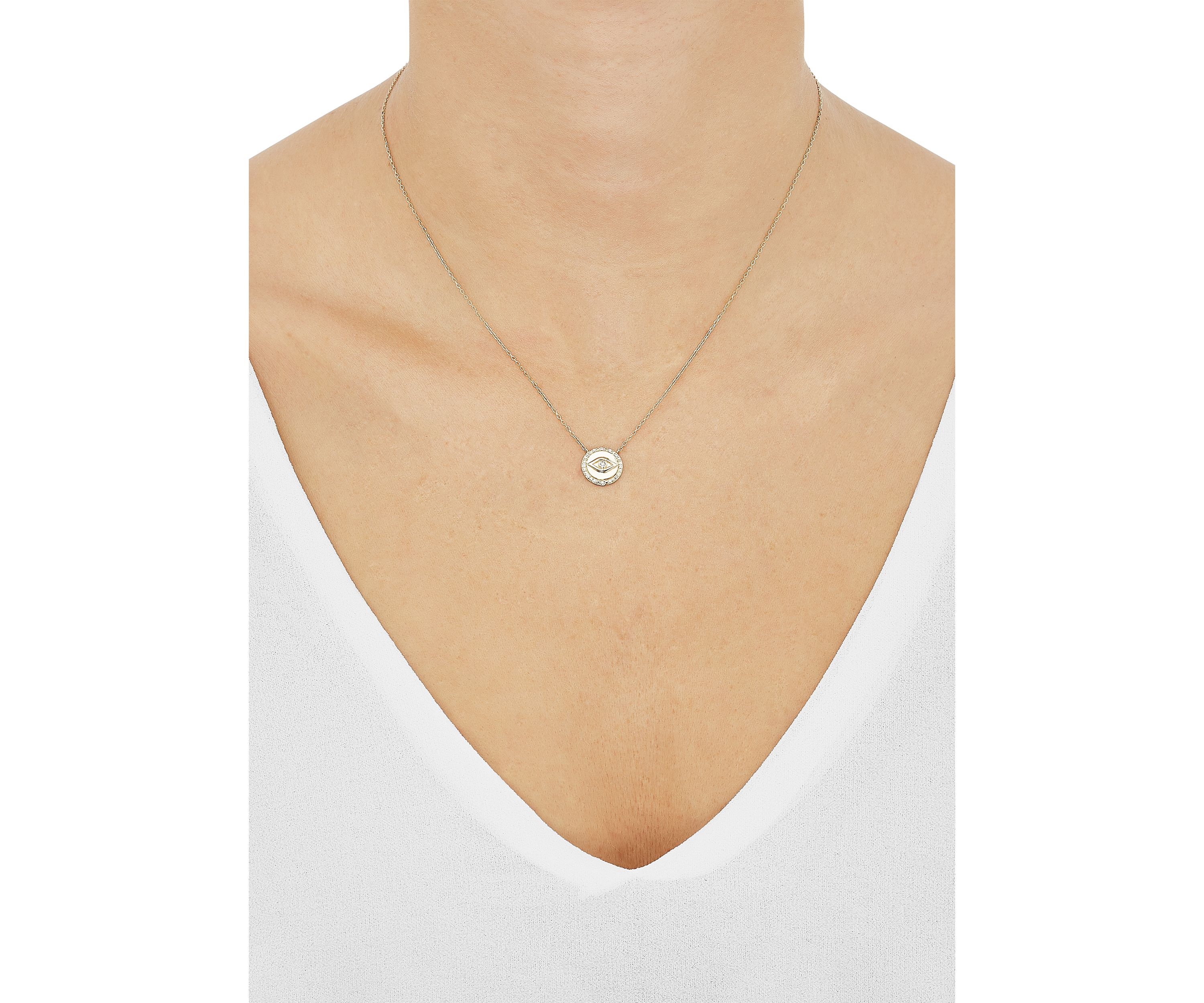 1/20 ct. t.w. Diamond Evil Eye Necklace in 14K Yellow Gold