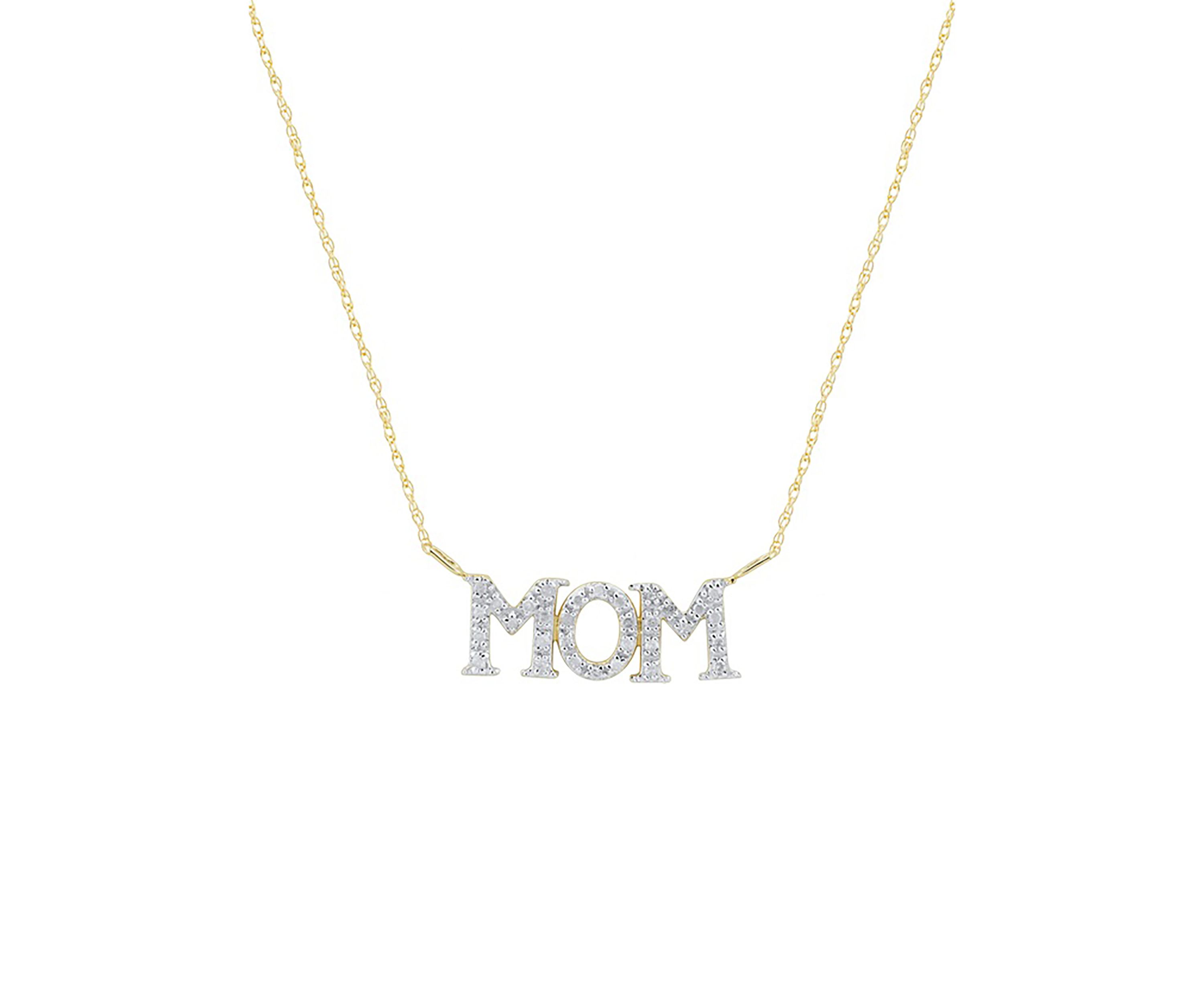 1/10 ct. t.w..\ Diamond Mom Necklace in 10K Yellow Gold