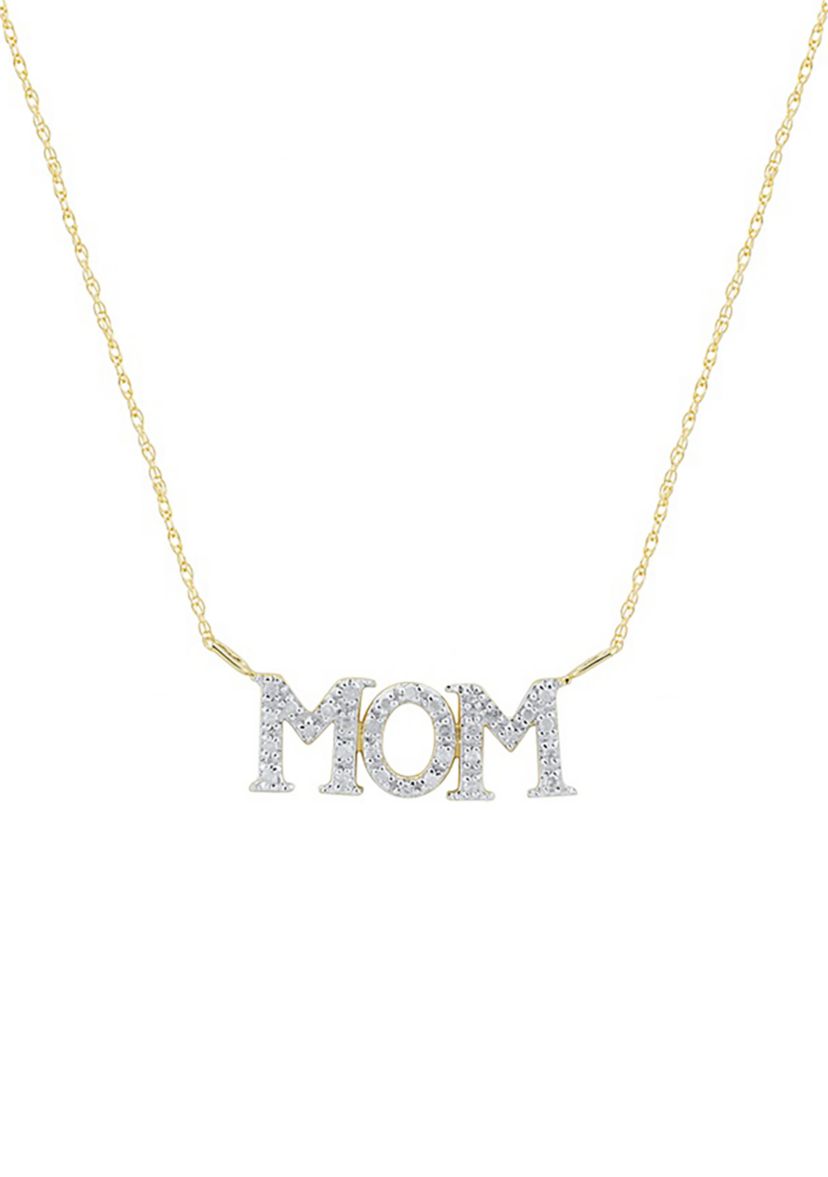 1/10 ct. t.w..\ Diamond Mom Necklace in 10K Yellow Gold