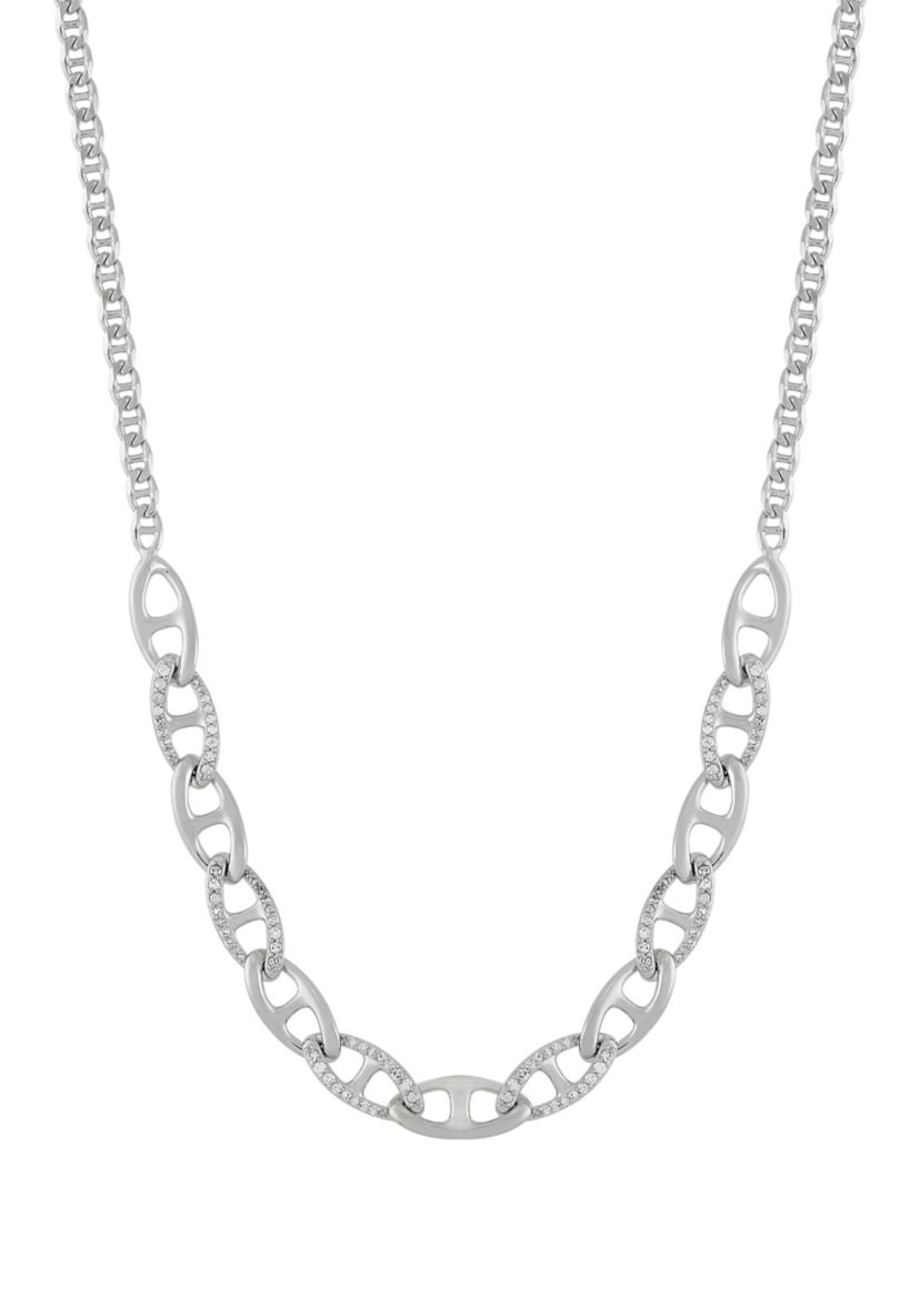 1/5 ct. t.w. Diamond Mariner Chain Necklace in Sterling Silver