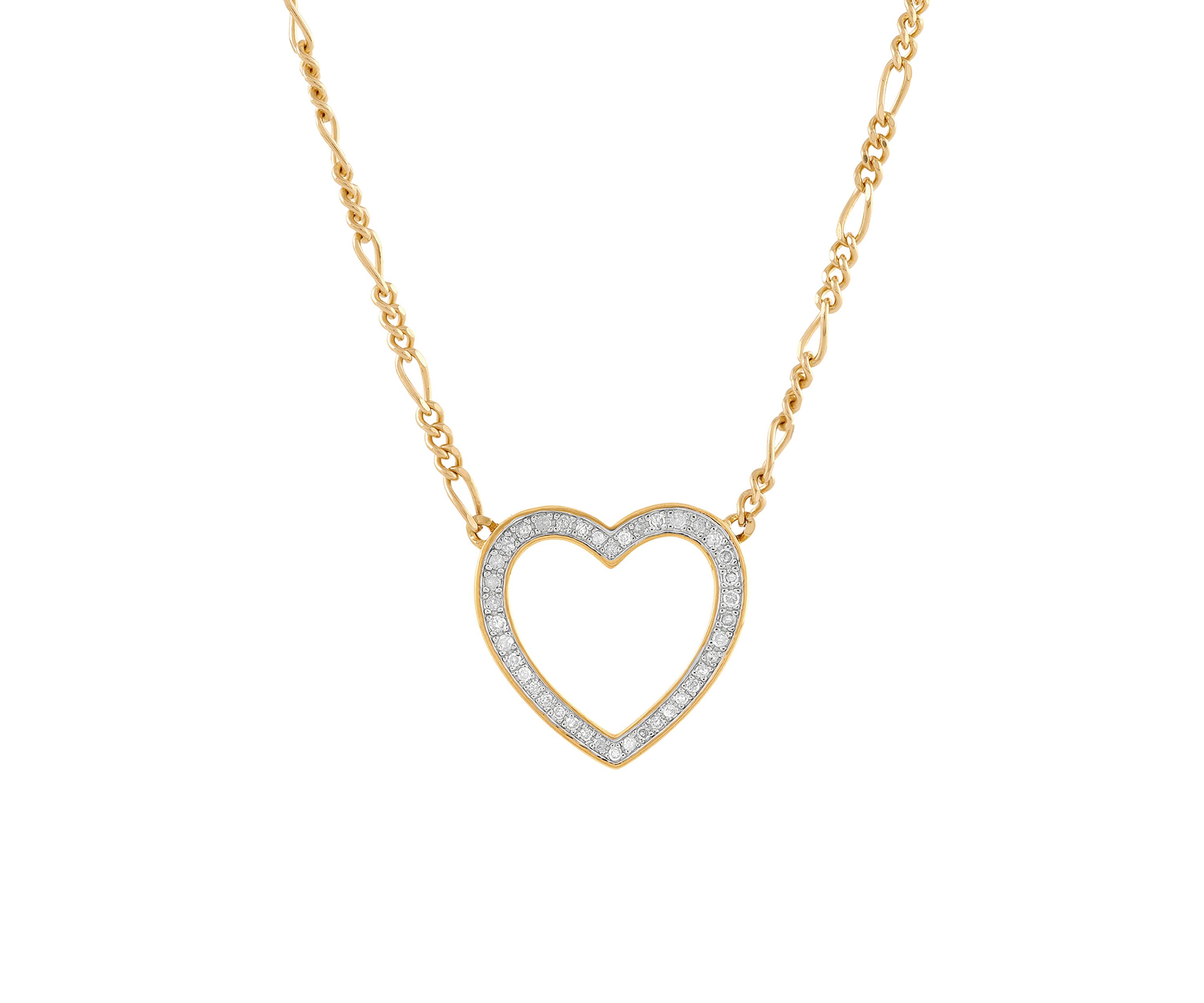 1/4 ct. t.w. Diamond Heart Necklace in Gold Over Silver