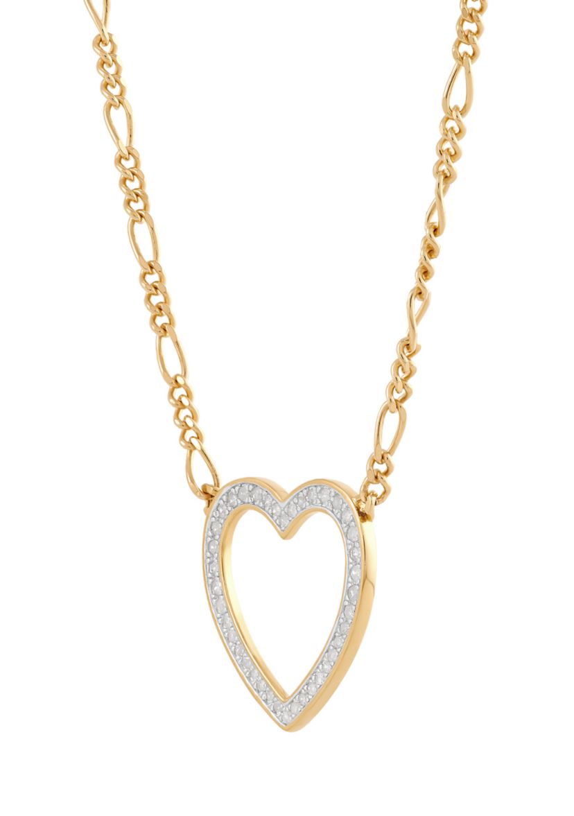 1/4 ct. t.w. Diamond Heart Necklace in Gold Over Silver