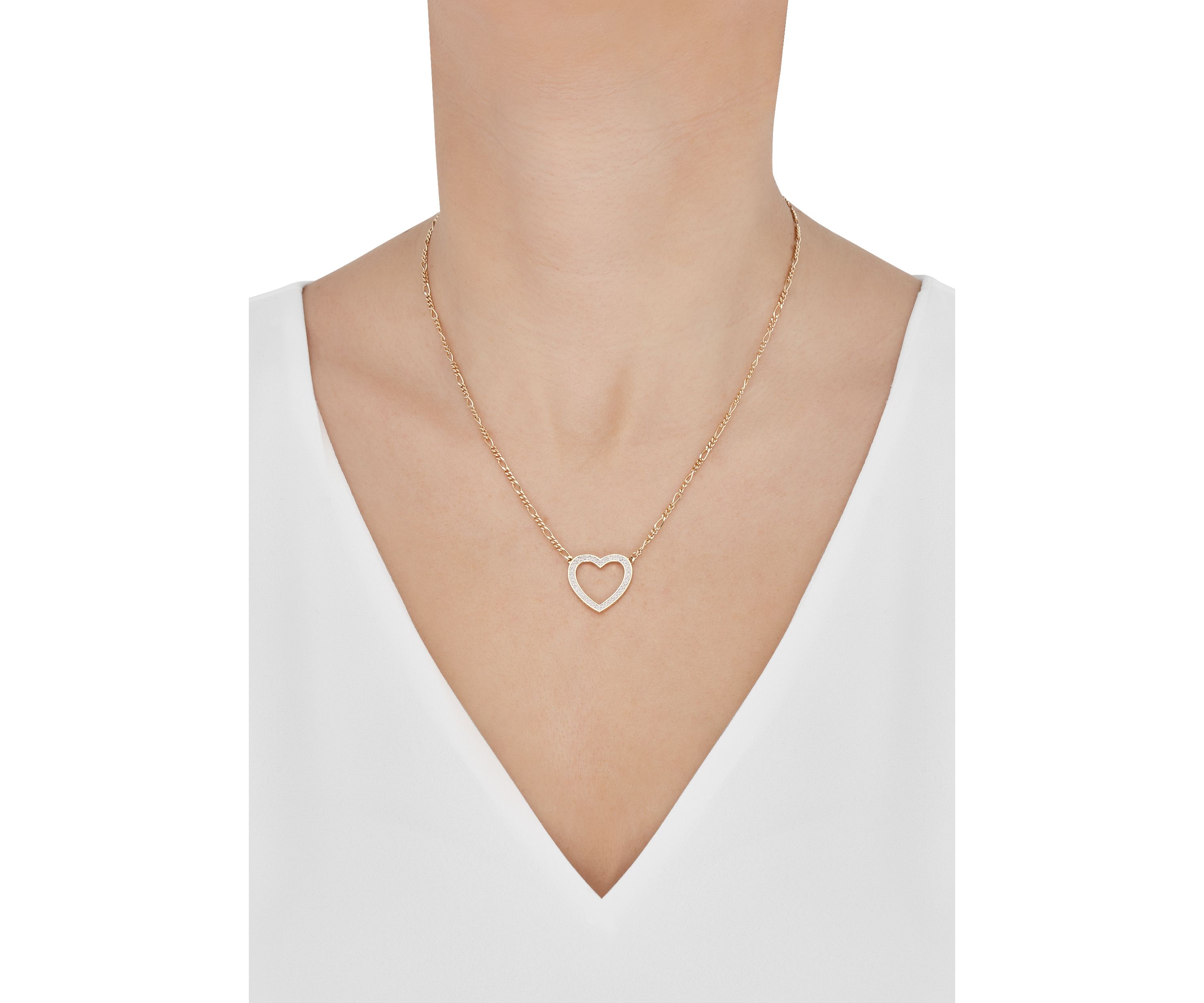 1/4 ct. t.w. Diamond Heart Necklace in Gold Over Silver