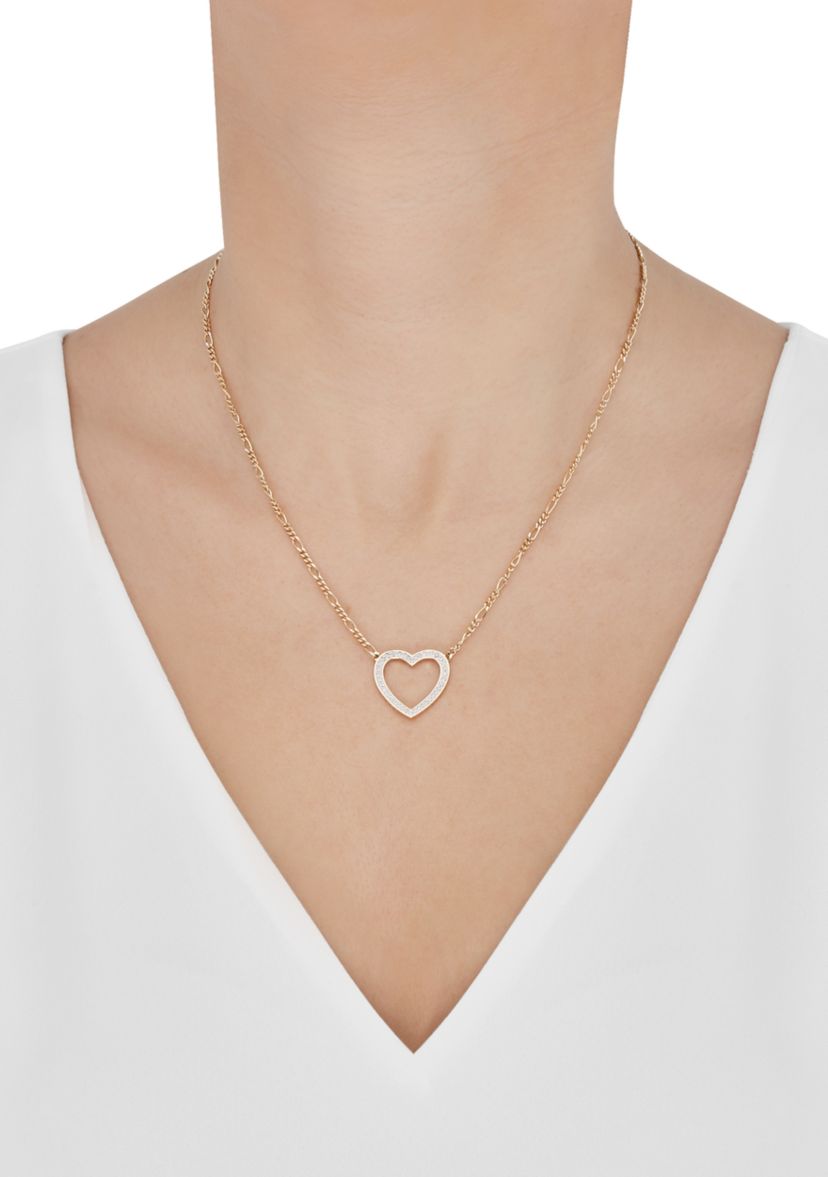 1/4 ct. t.w. Diamond Heart Necklace in Gold Over Silver