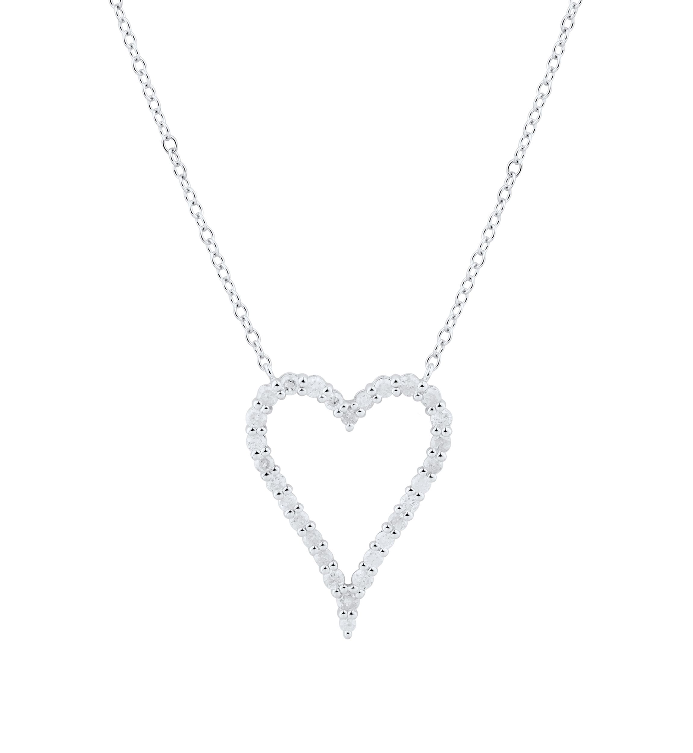 1/2 ct. t.w. Diamond Heart Necklace in Sterling Silver