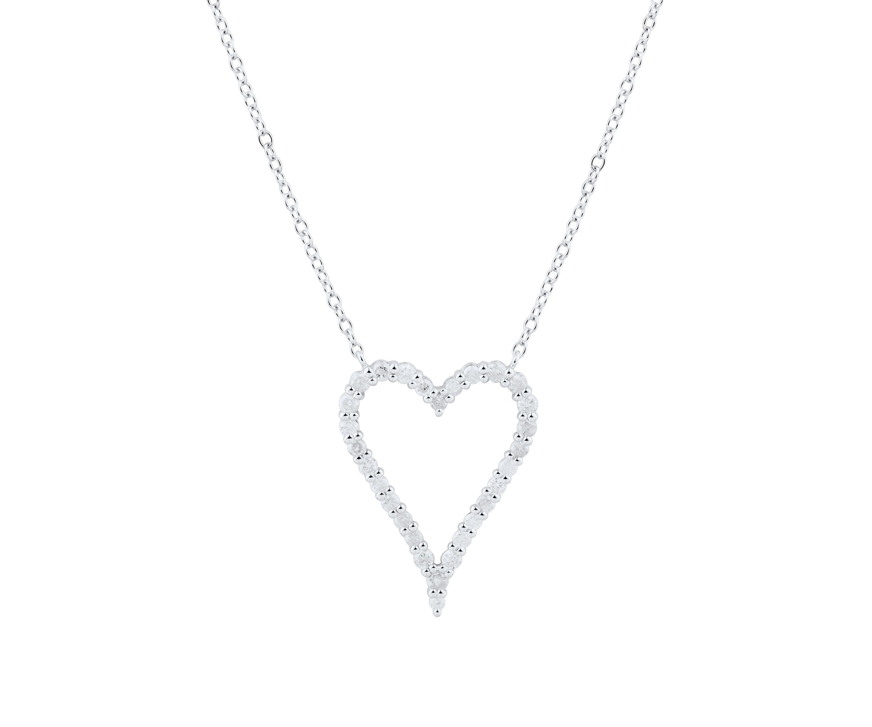 1/2 ct. t.w. Diamond Heart Necklace in Sterling Silver