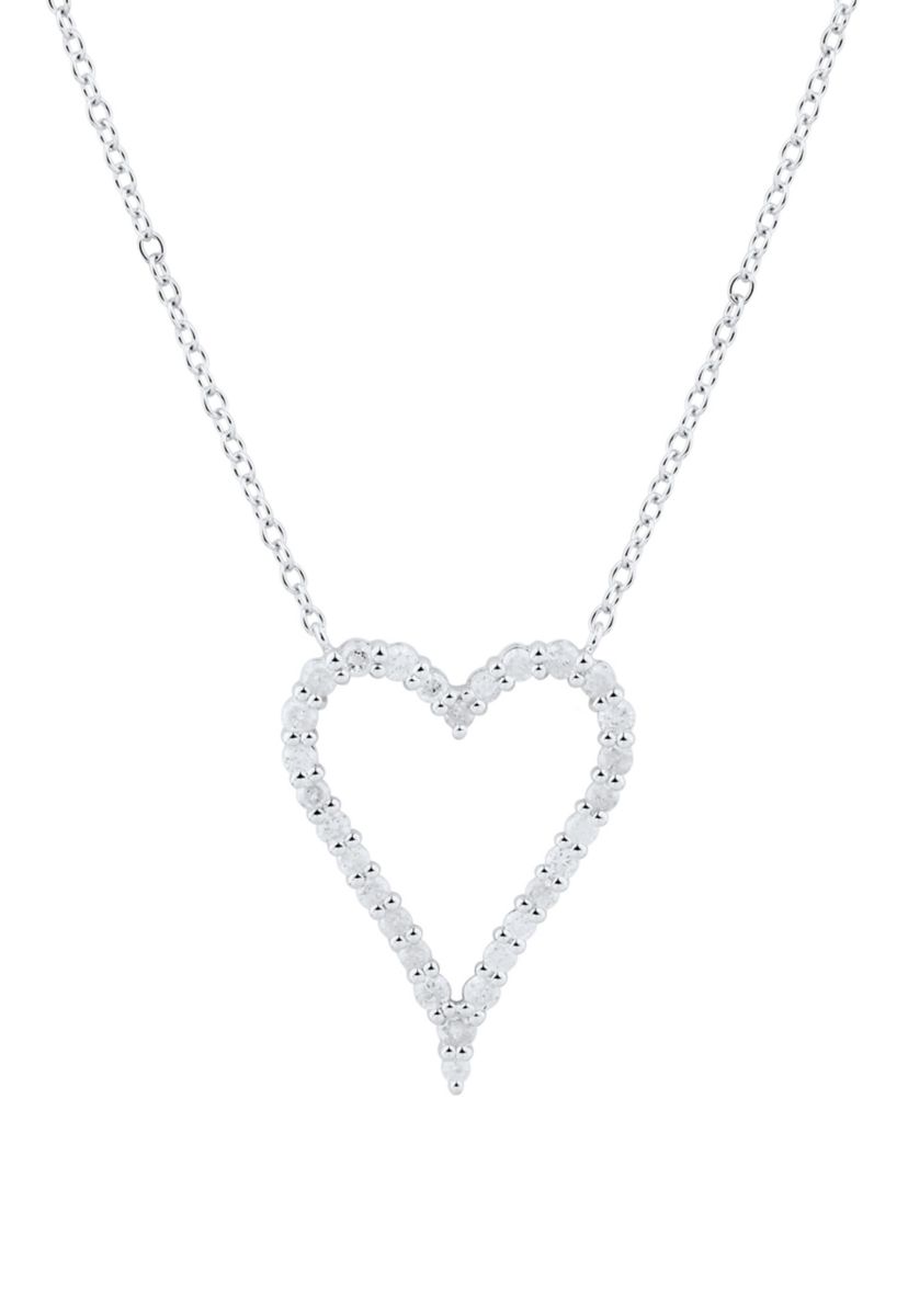 1/2 ct. t.w. Diamond Heart Necklace in Sterling Silver