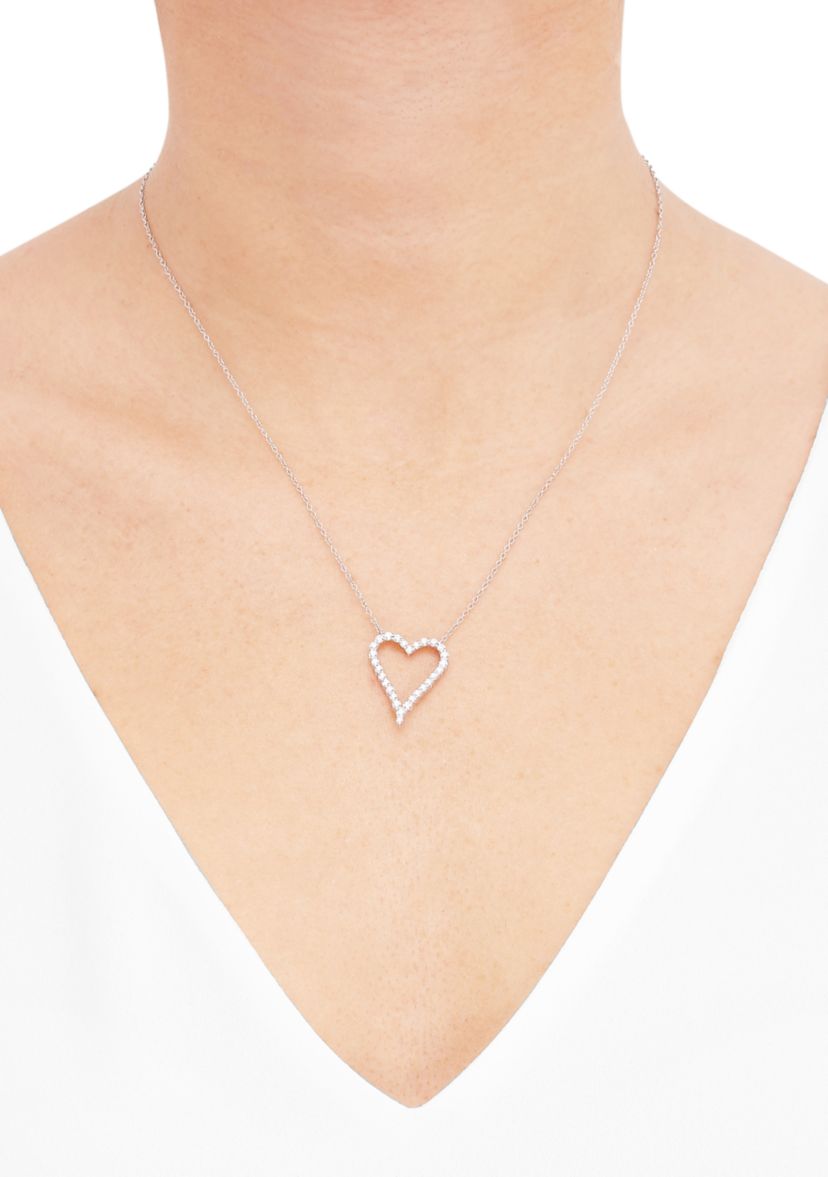 1/2 ct. t.w. Diamond Heart Necklace in Sterling Silver