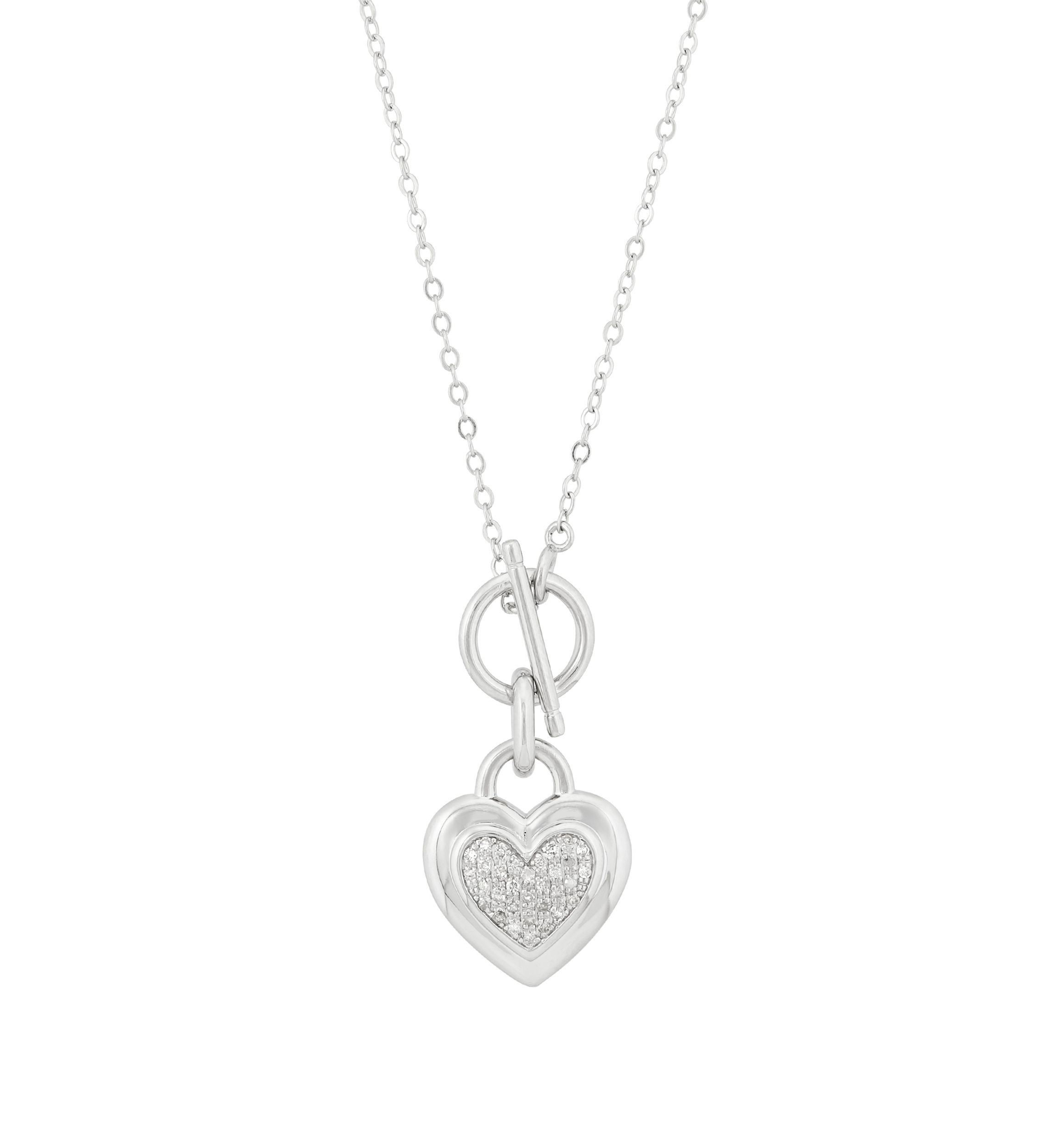 1/10 ct. t.w. Diamond Interlock Heart Necklace in Sterling Silver
