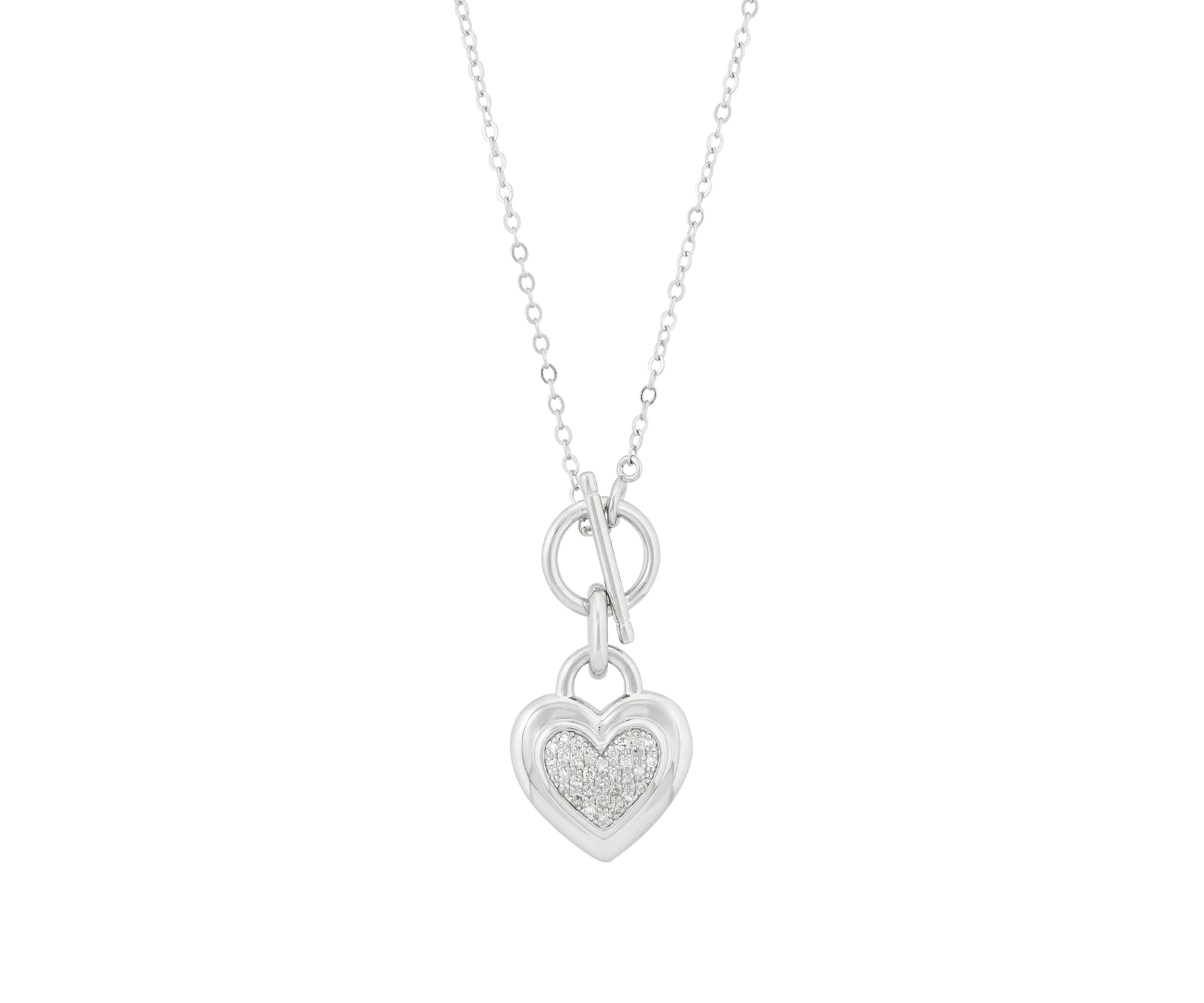 1/10 ct. t.w. Diamond Interlock Heart Necklace in Sterling Silver