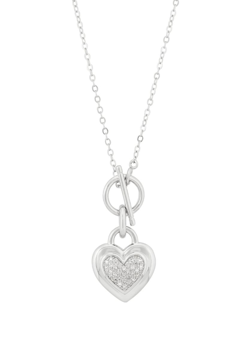 1/10 ct. t.w. Diamond Interlock Heart Necklace in Sterling Silver