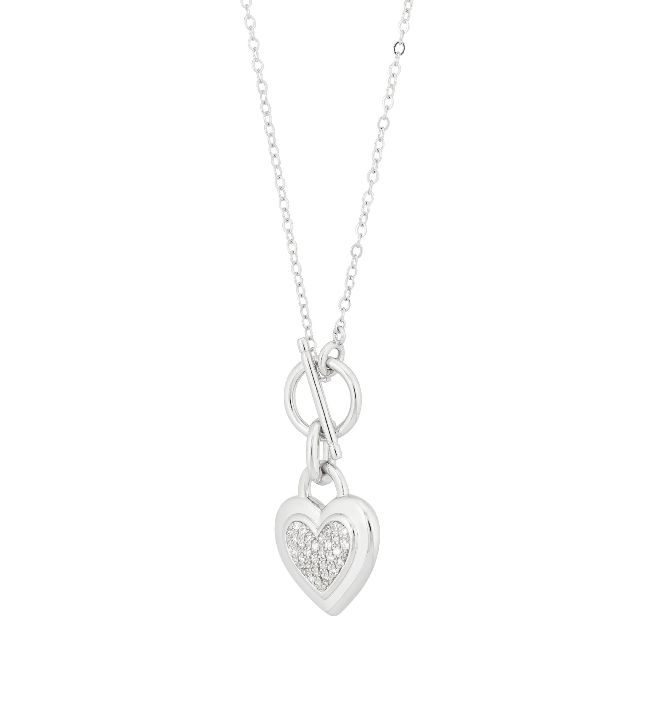 1/10 ct. t.w. Diamond Interlock Heart Necklace in Sterling Silver