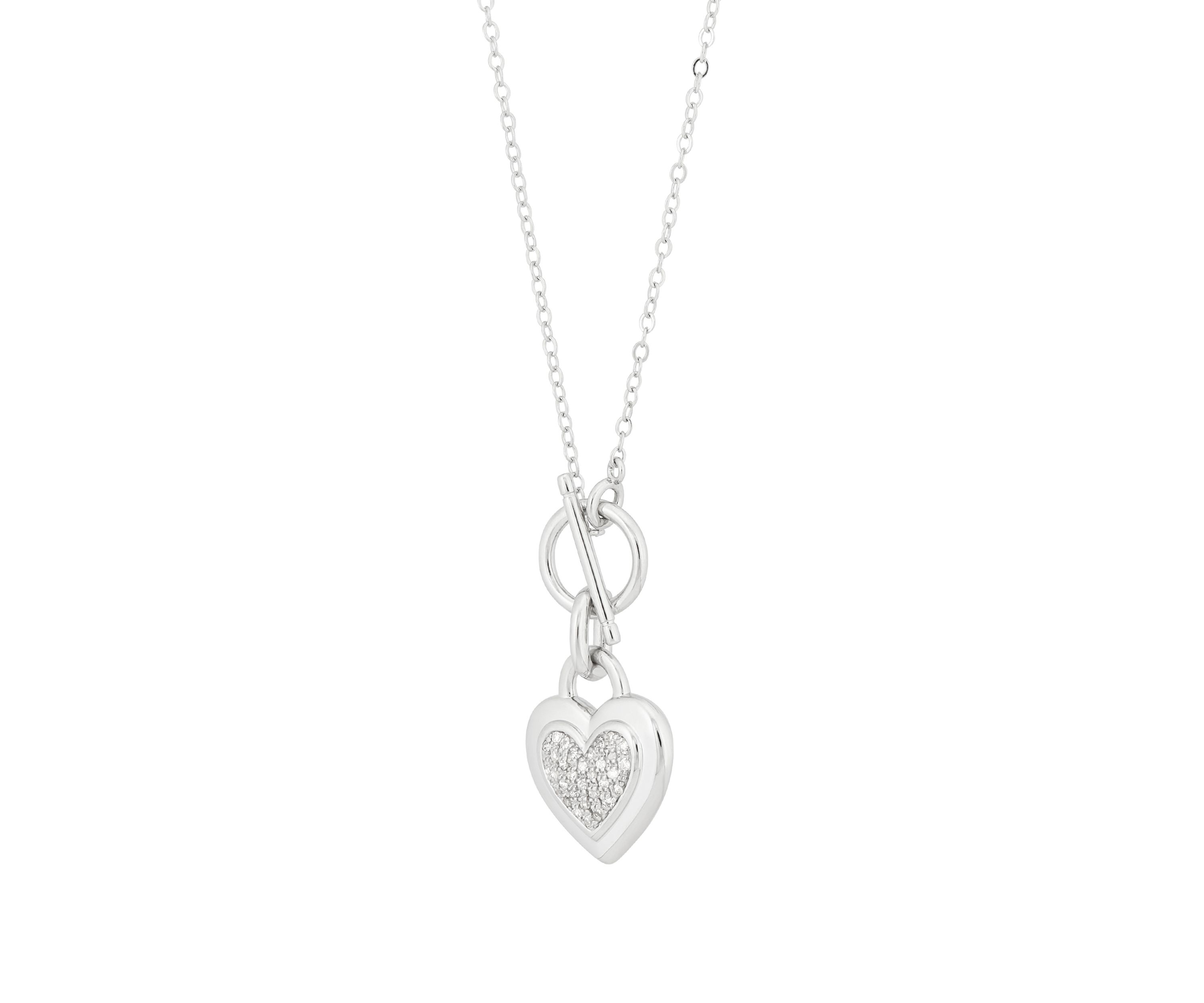 1/10 ct. t.w. Diamond Interlock Heart Necklace in Sterling Silver