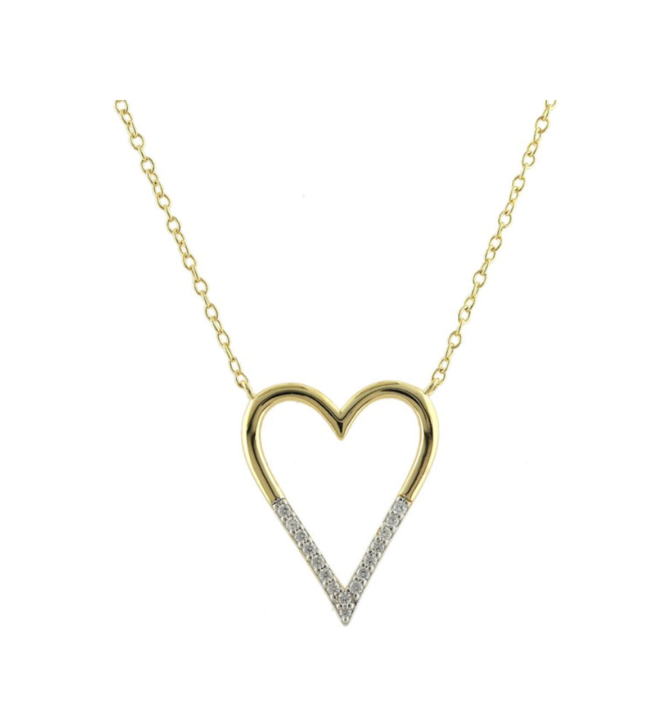 1/10 ct. t.w. Diamond Heart Necklace in Gold Over Sterling Silver