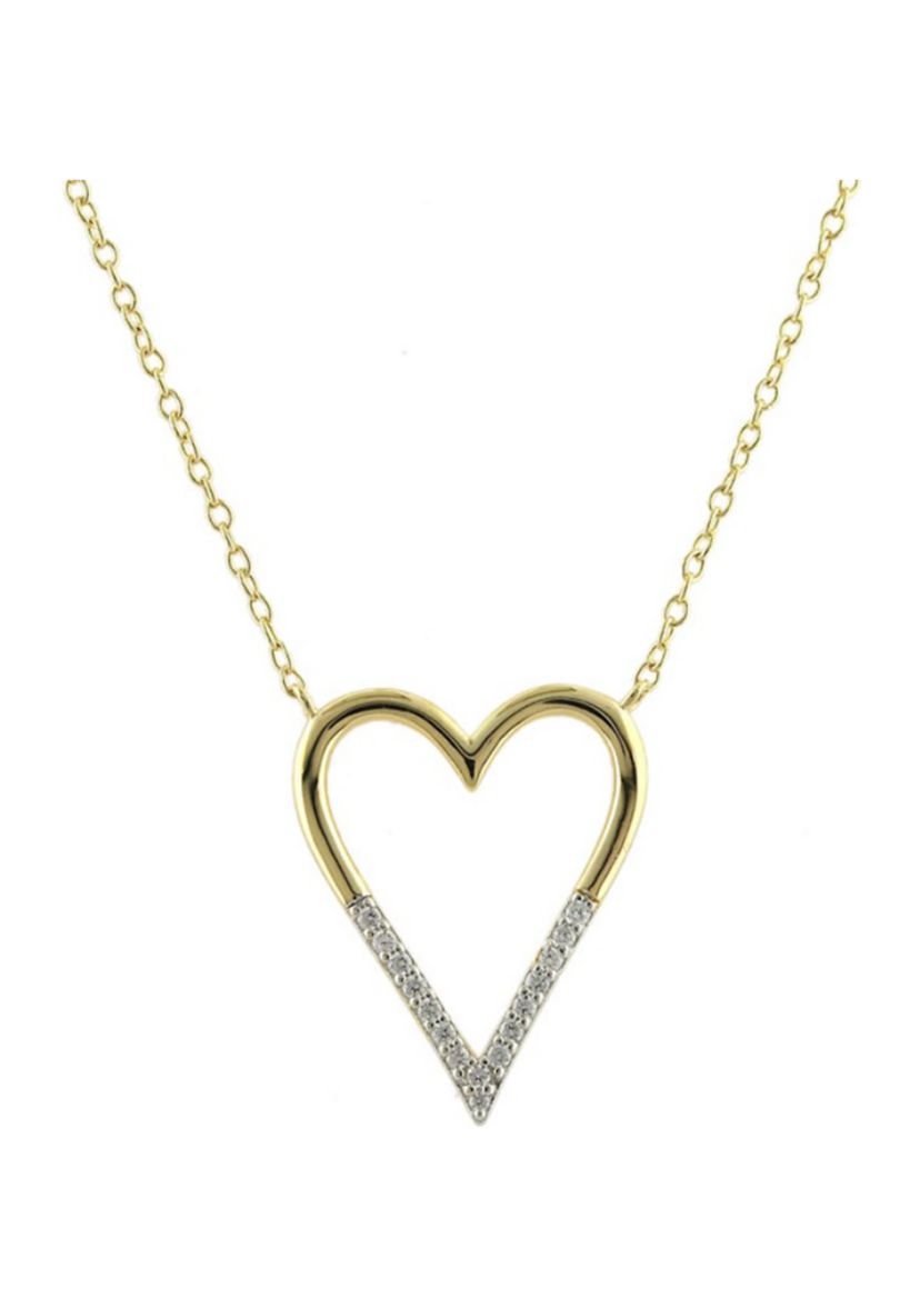 1/10 ct. t.w. Diamond Heart Necklace in Gold Over Sterling Silver